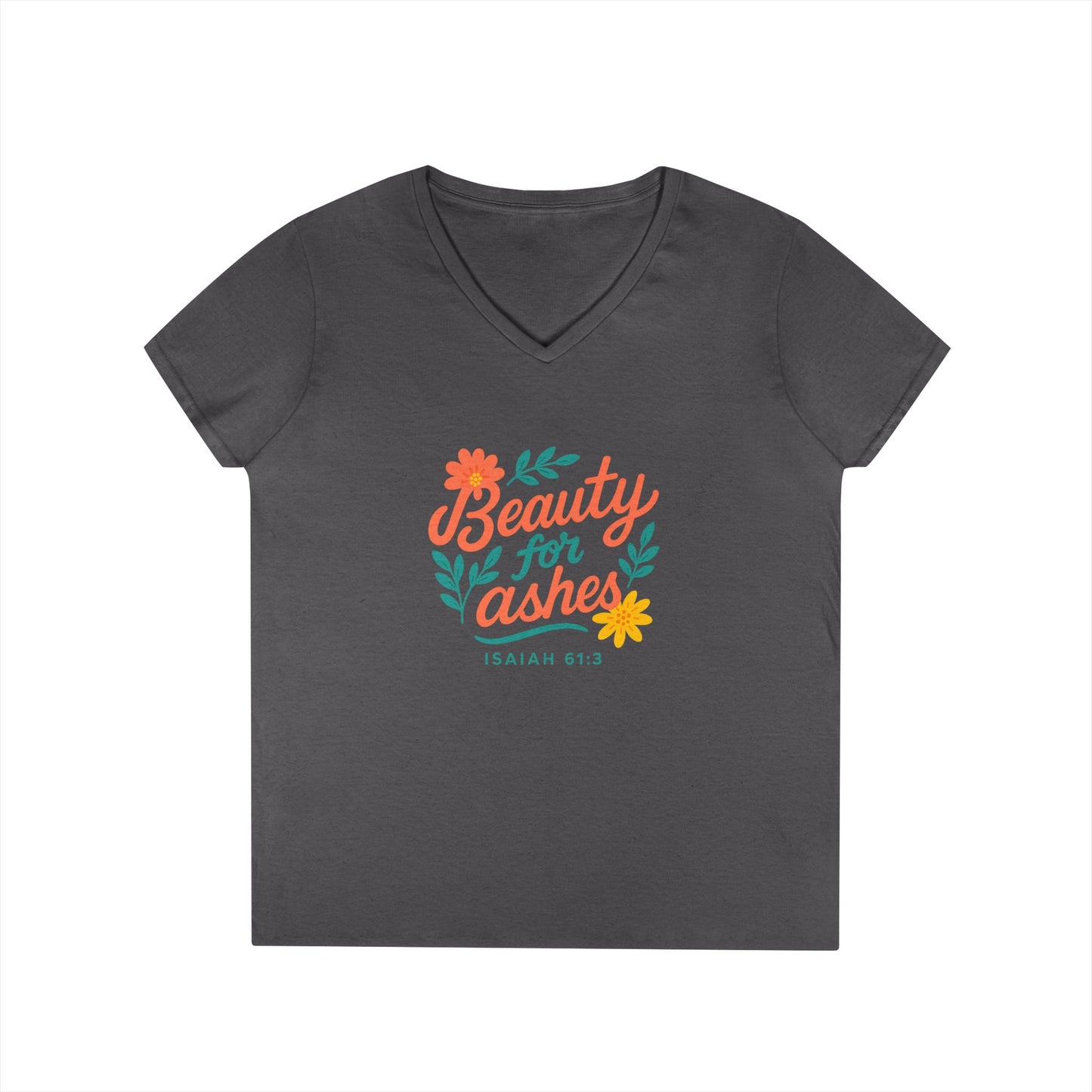 Inspirational V-Neck T-Shirt - God's Promise of Beauty and Joy