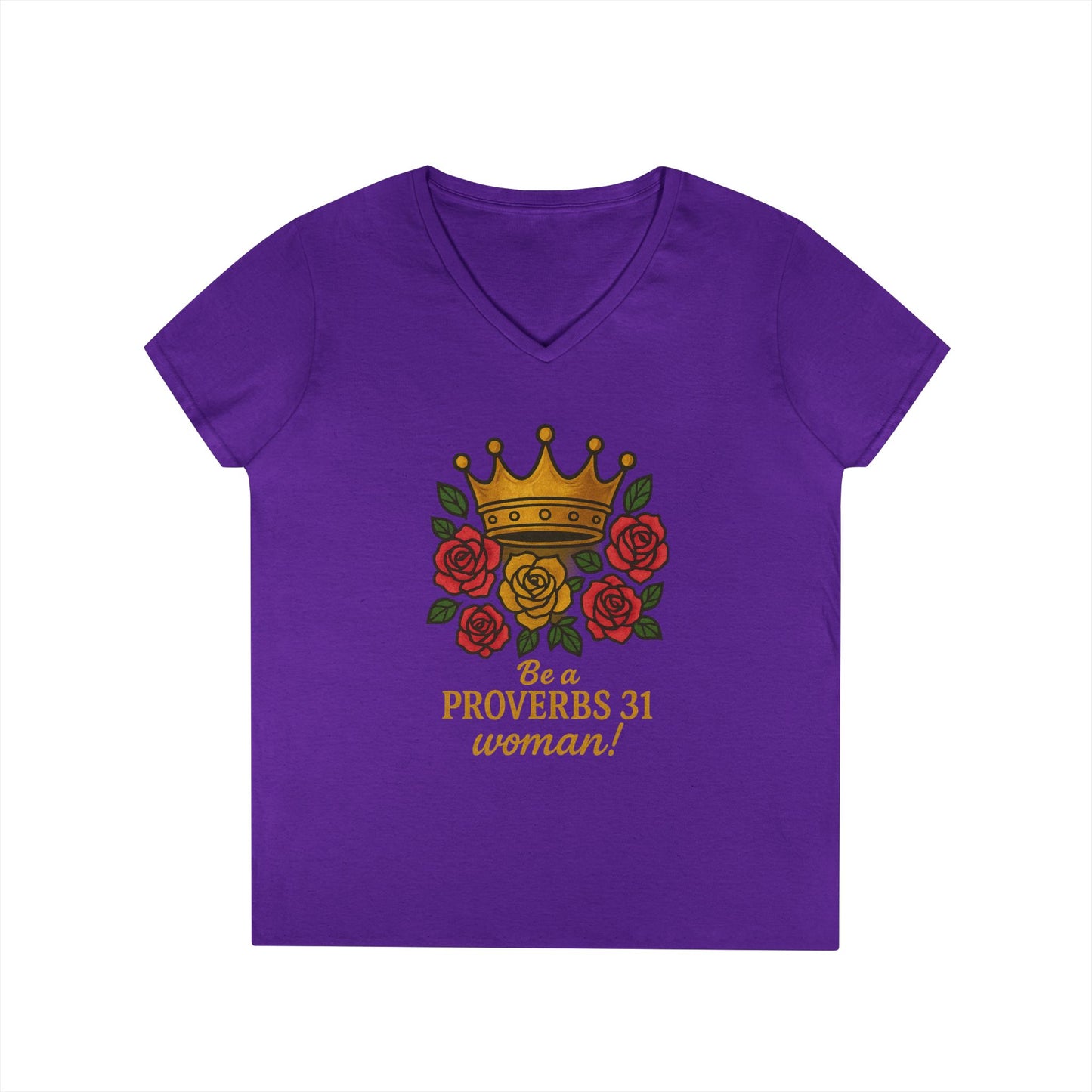 Proverbs 31 Inspirational V-Neck T-Shirt, Motivational Shirt for Women, Empowerment Tee, Gift for Her, Faith-Based Fashion