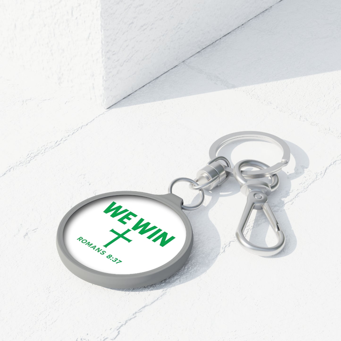 Keyring Tag 'We Win' Romans 8:37