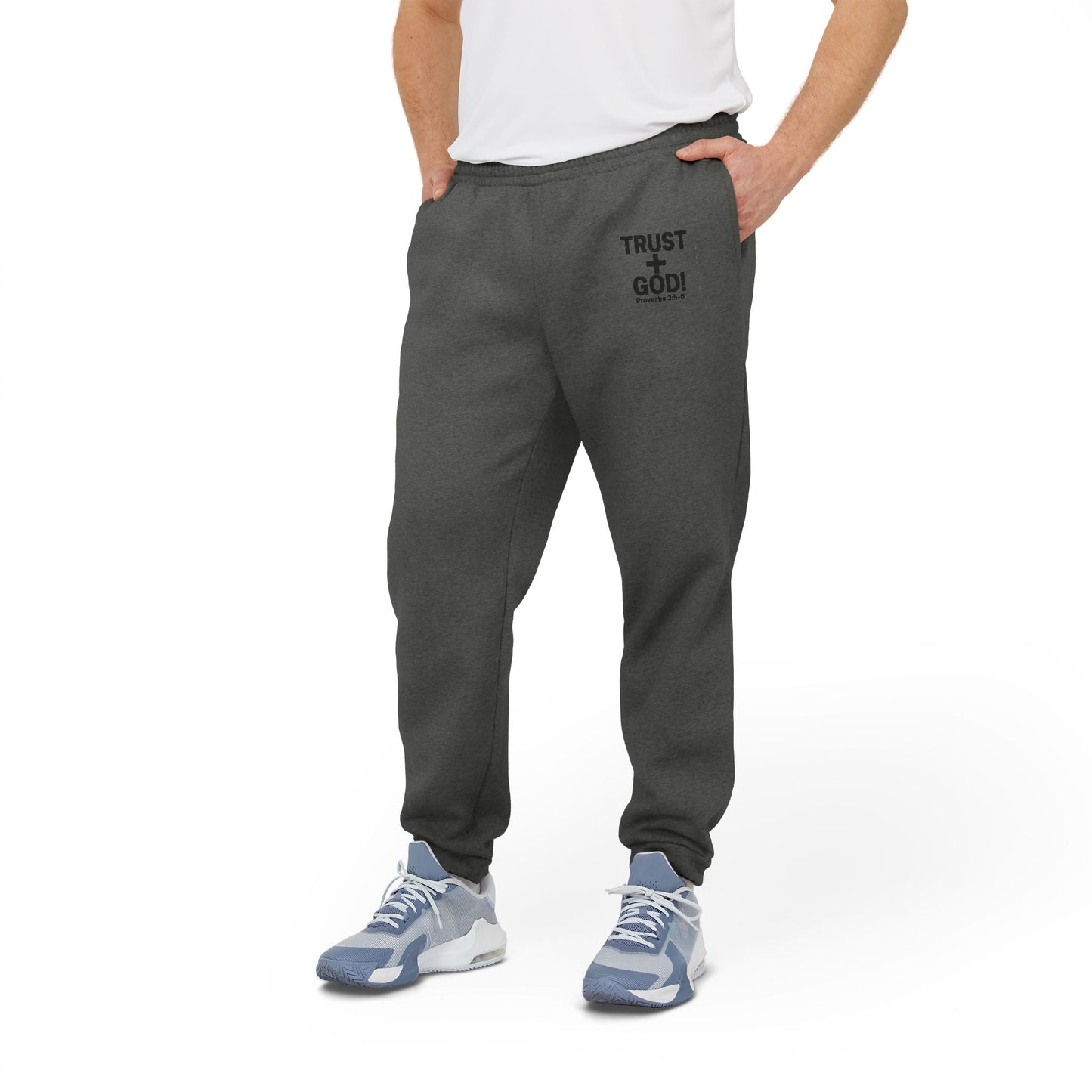 adidas Cozy Fleece Joggers, Stylish Sweatpants for Perfect for Lounging, Sports, or Everyday Wear, 'Trust God' Proverbs 3:5-6