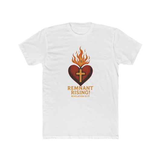 Remnant Rising! Flaming Sacred Heart Tee — Christian Faith Graphic T-Shirt (Revelation 12:11)