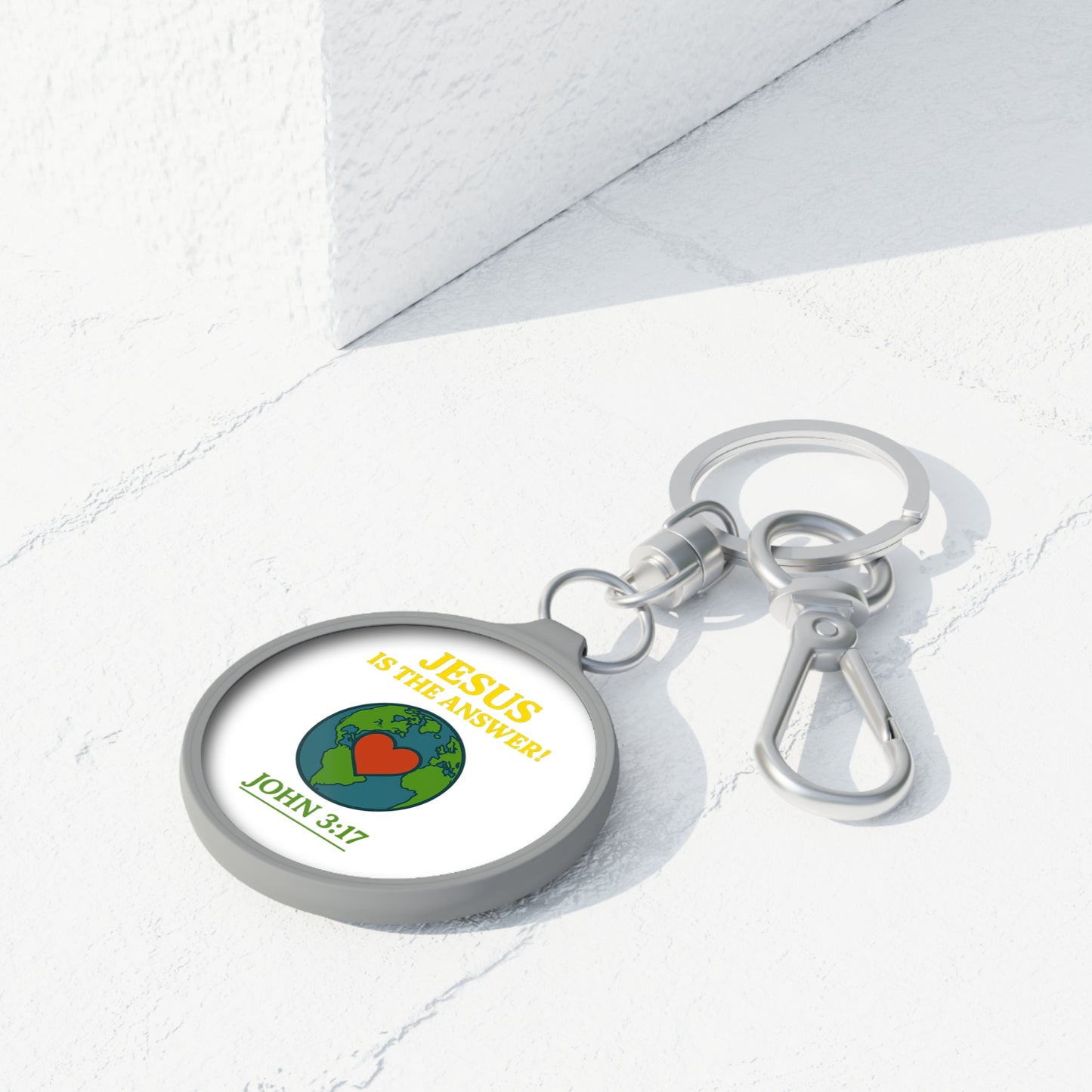 Keyring Tag Religious Christian Accessories Jesus is the Answer John 3:17 Gift
