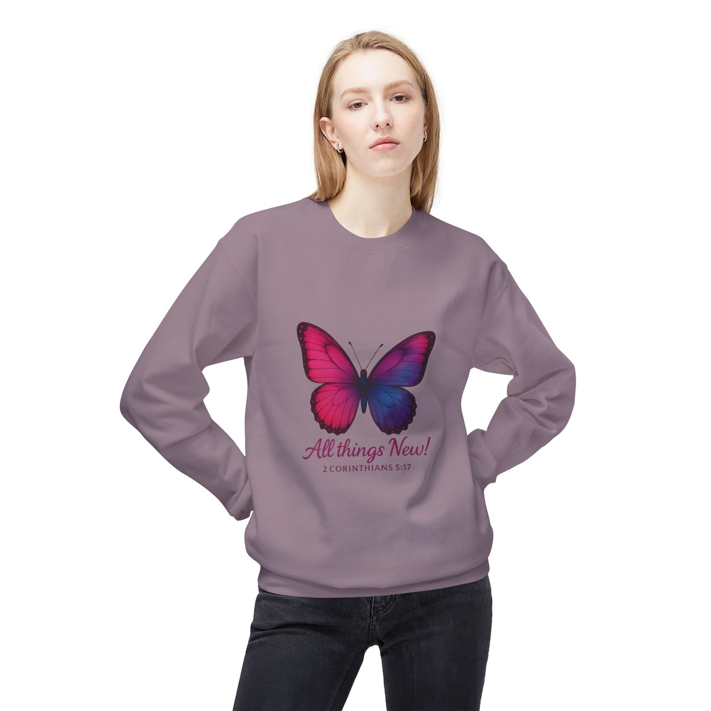 Butterfly Crewneck Sweatshirt - Inspirational Gift, Fleece Pullover
