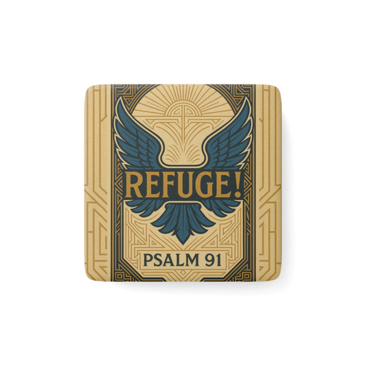 Porcelain Magnet, Inspirational Psalm 91, Refuge!