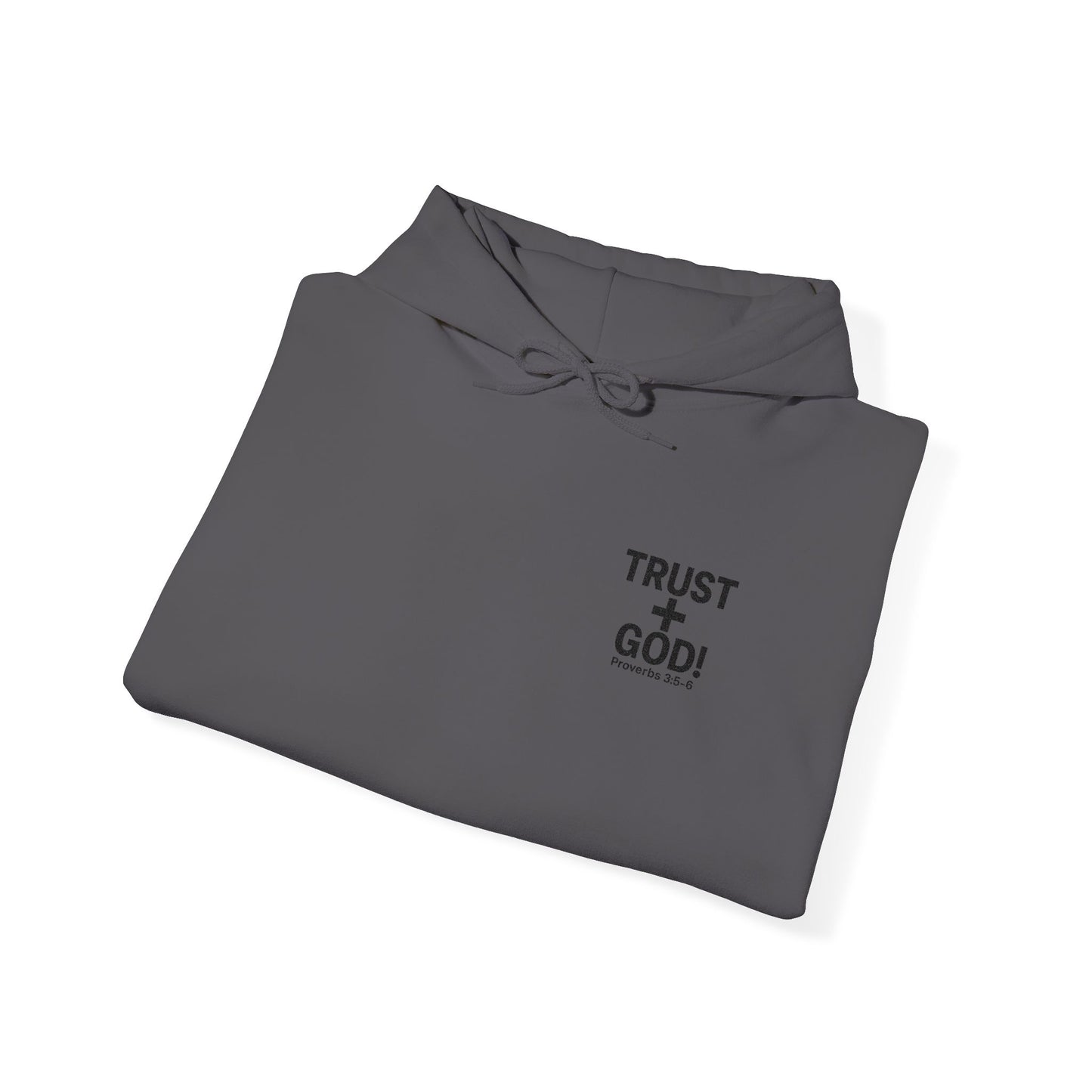 Embroidered Faith Hoodie Inspirational Trust + God Hoodie, Heavy Blend Hooded Sweatshirt, Proverbs 3:5-6
