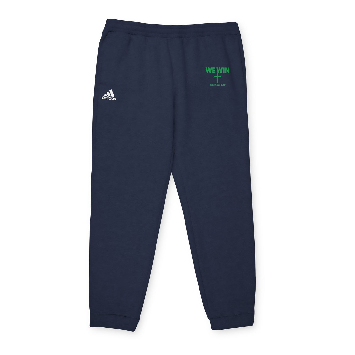 adidas Cozy Fleece Joggers, Stylish Sweatpants for Perfect for Lounging, Sports, or Everyday Wear, 'We Win' Romans 8:37