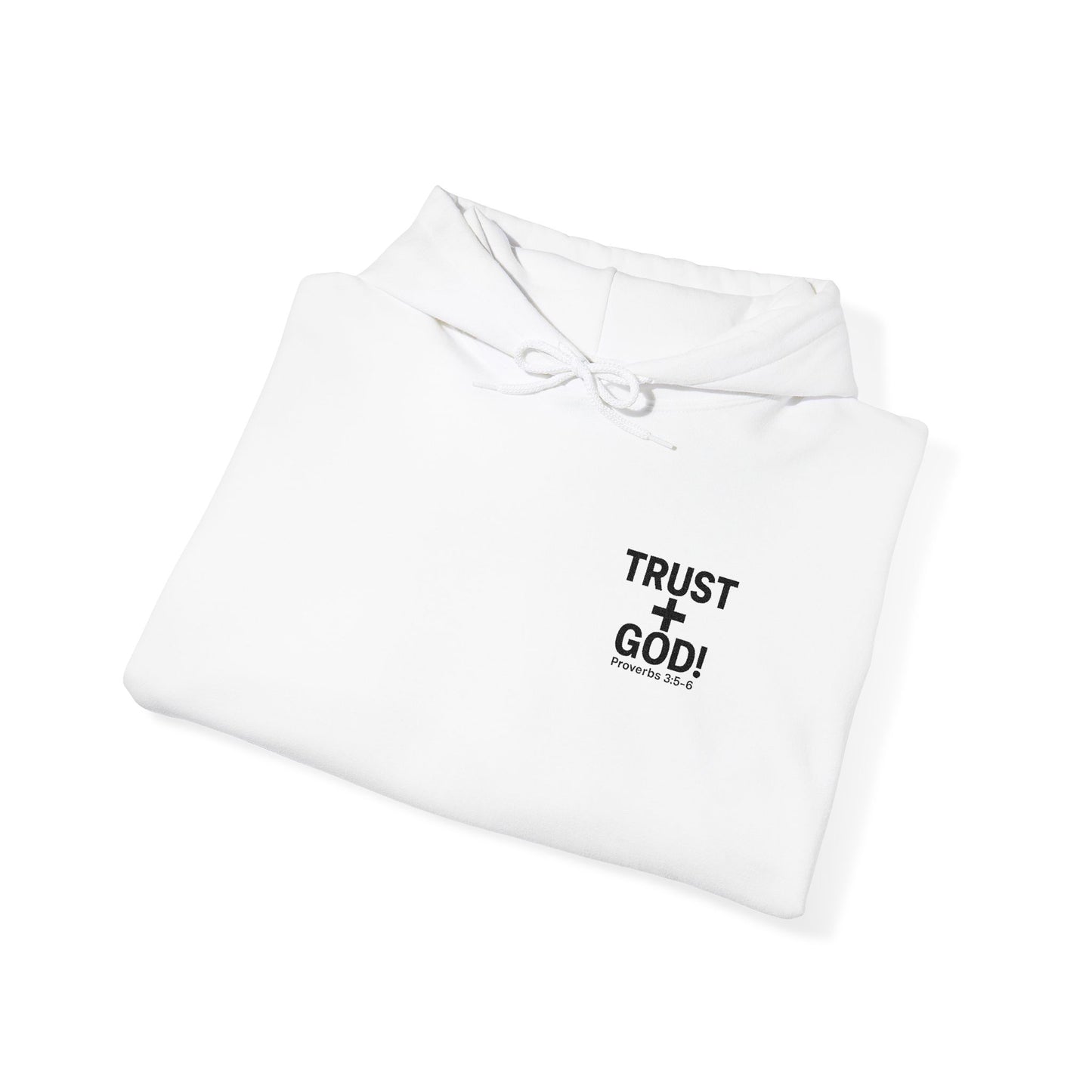 Embroidered Faith Hoodie Inspirational Trust + God Hoodie, Heavy Blend Hooded Sweatshirt, Proverbs 3:5-6