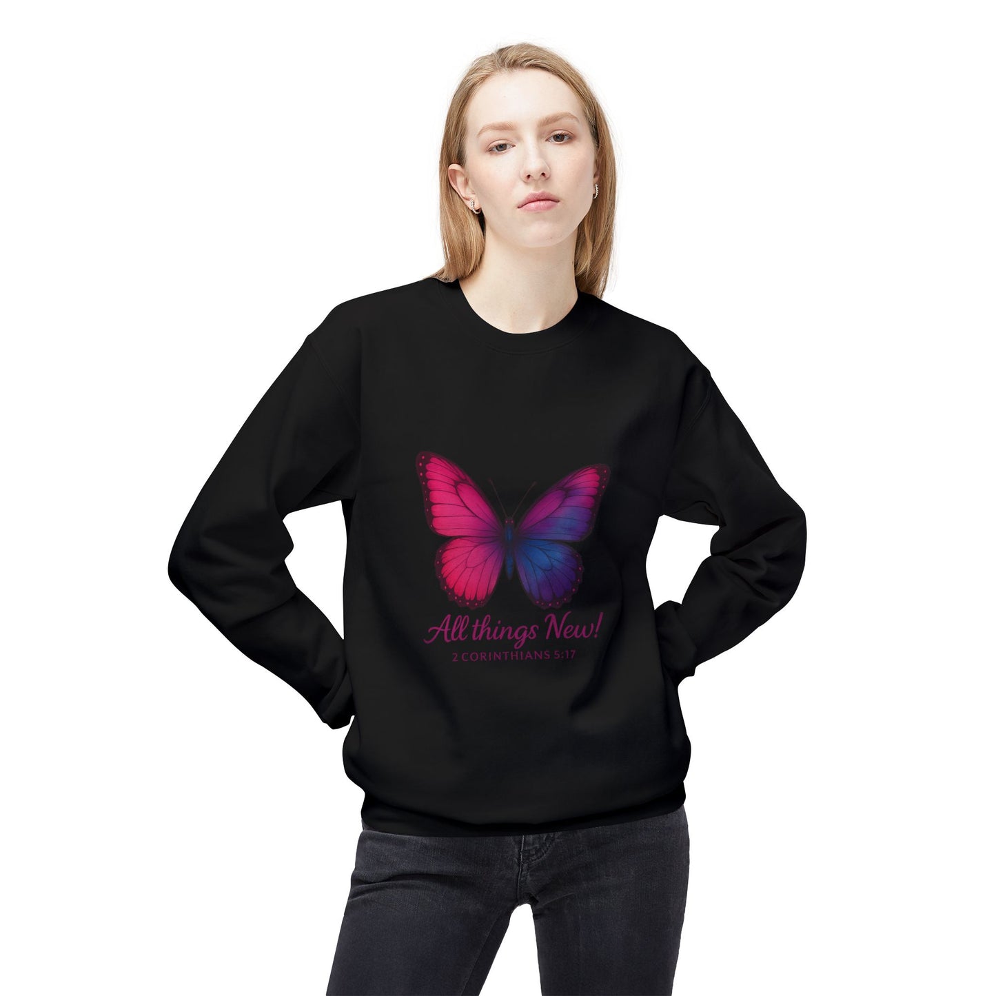 Butterfly Crewneck Sweatshirt - Inspirational Gift, Fleece Pullover