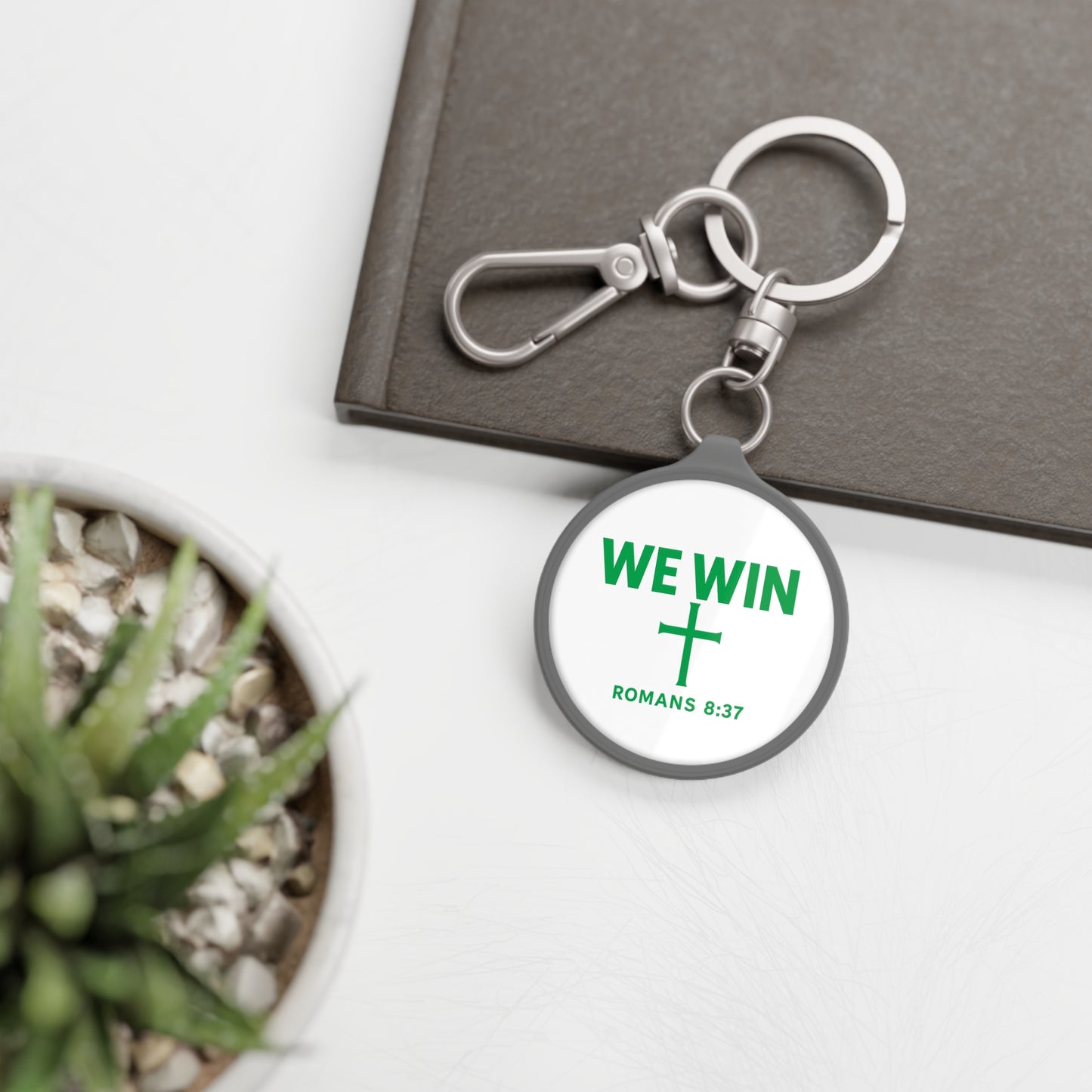 Keyring Tag 'We Win' Romans 8:37