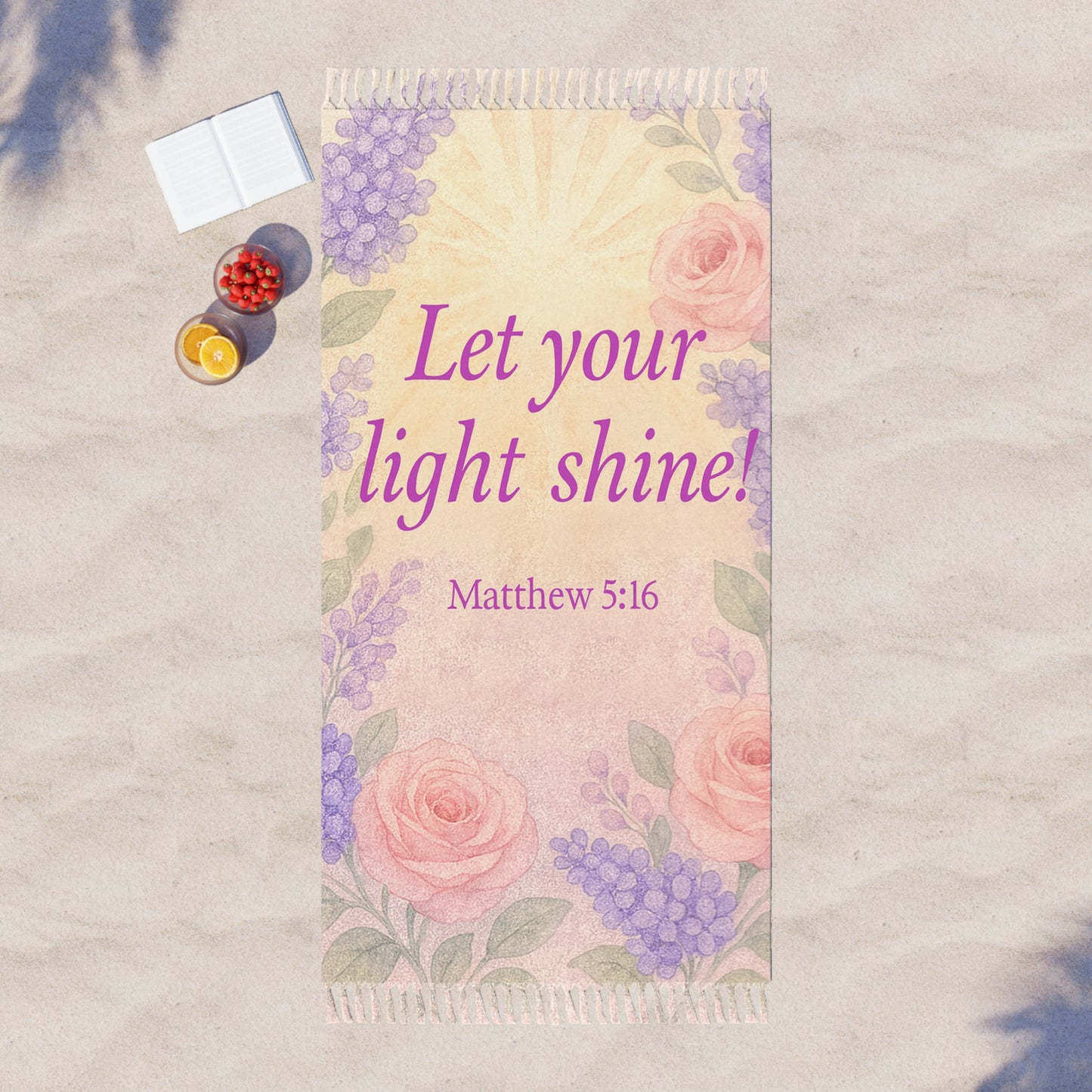 'Let Your Light Shine!' Boho Beach Cloth, Matthew 5:16