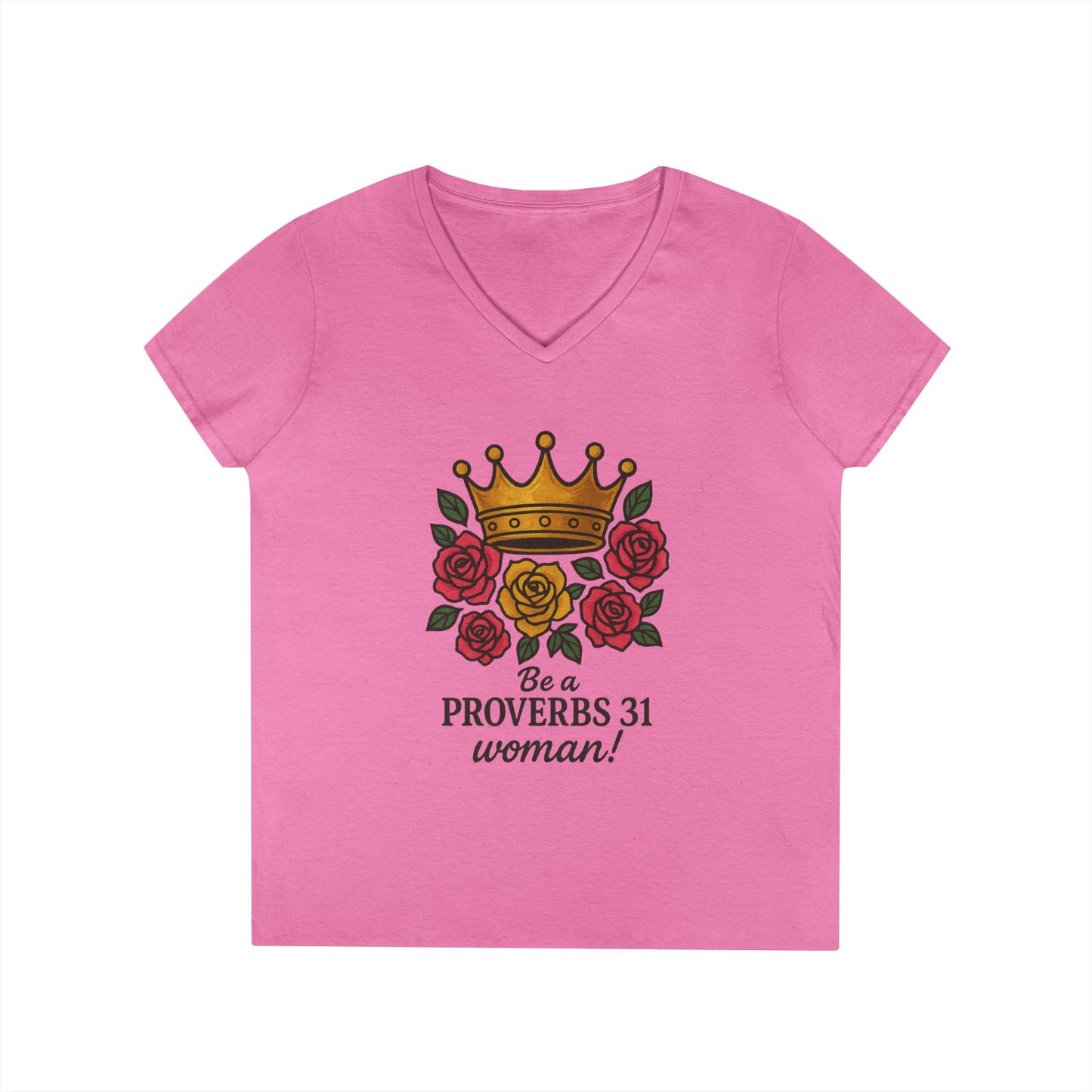 Proverbs 31 Inspirational V-Neck T-Shirt, Motivational Shirt for Women, Empowerment Tee, Gift for Her, Faith-Based Fashion