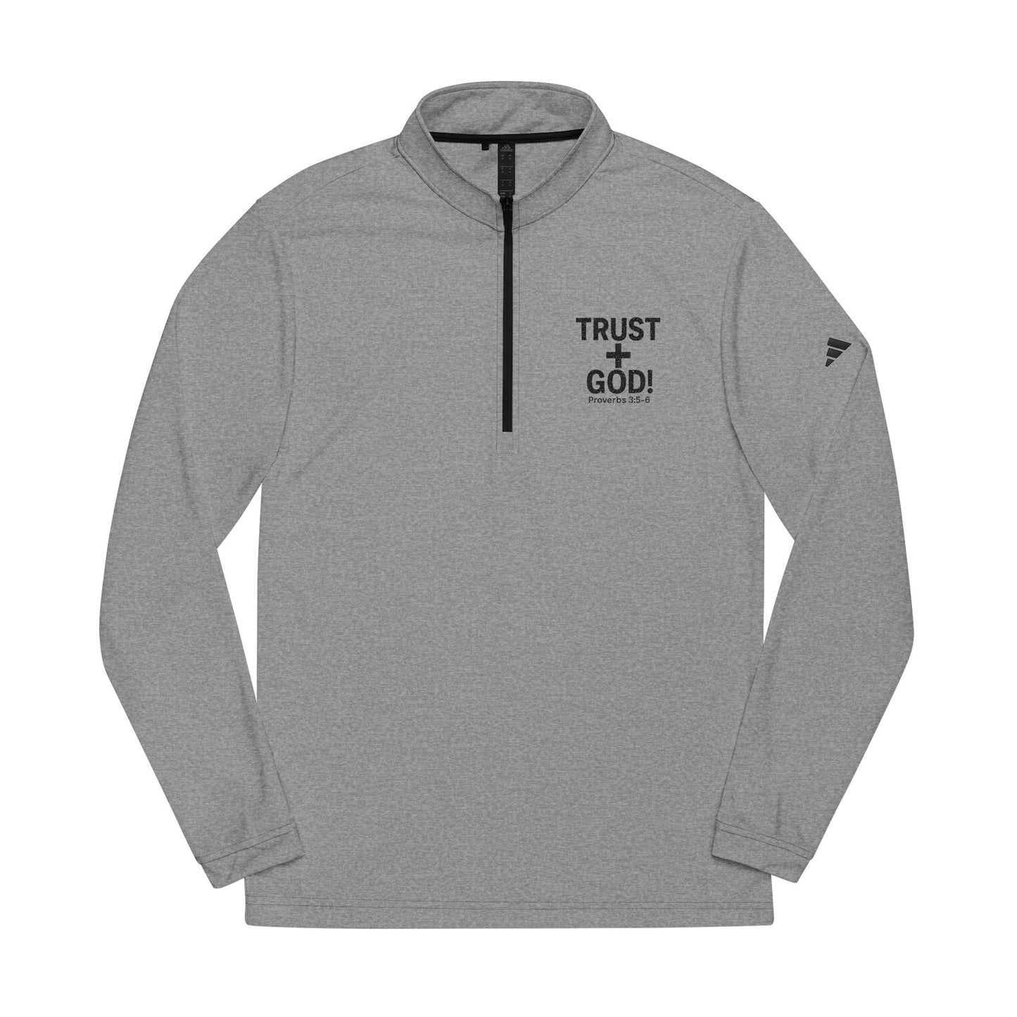 adidas Quarter-Zip Pullover - Faith Inspired Athleisure Wear and Workout Gear with 'Trust God Proverbs 3:5-6' Embroidery