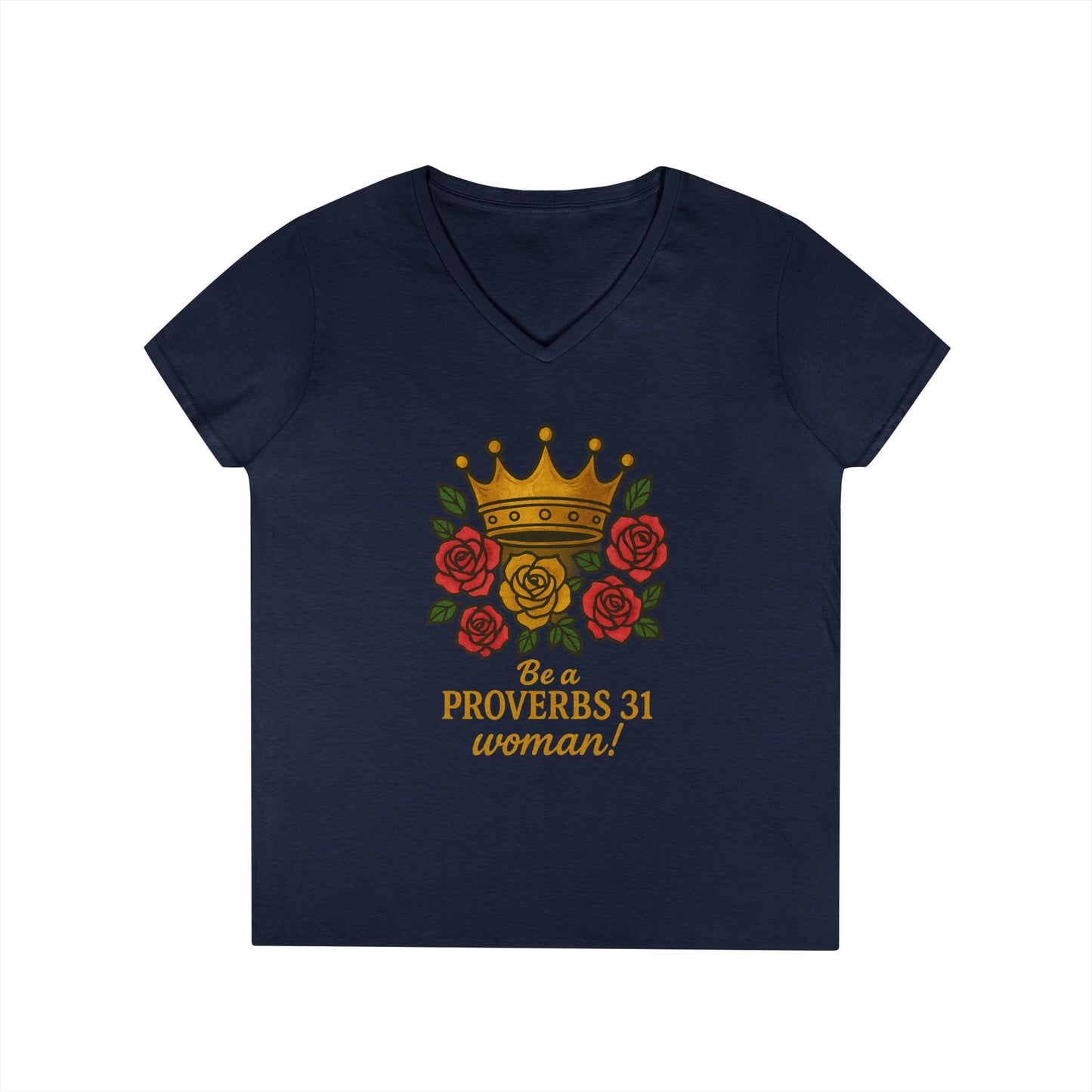 Proverbs 31 Inspirational V-Neck T-Shirt, Motivational Shirt for Women, Empowerment Tee, Gift for Her, Faith-Based Fashion