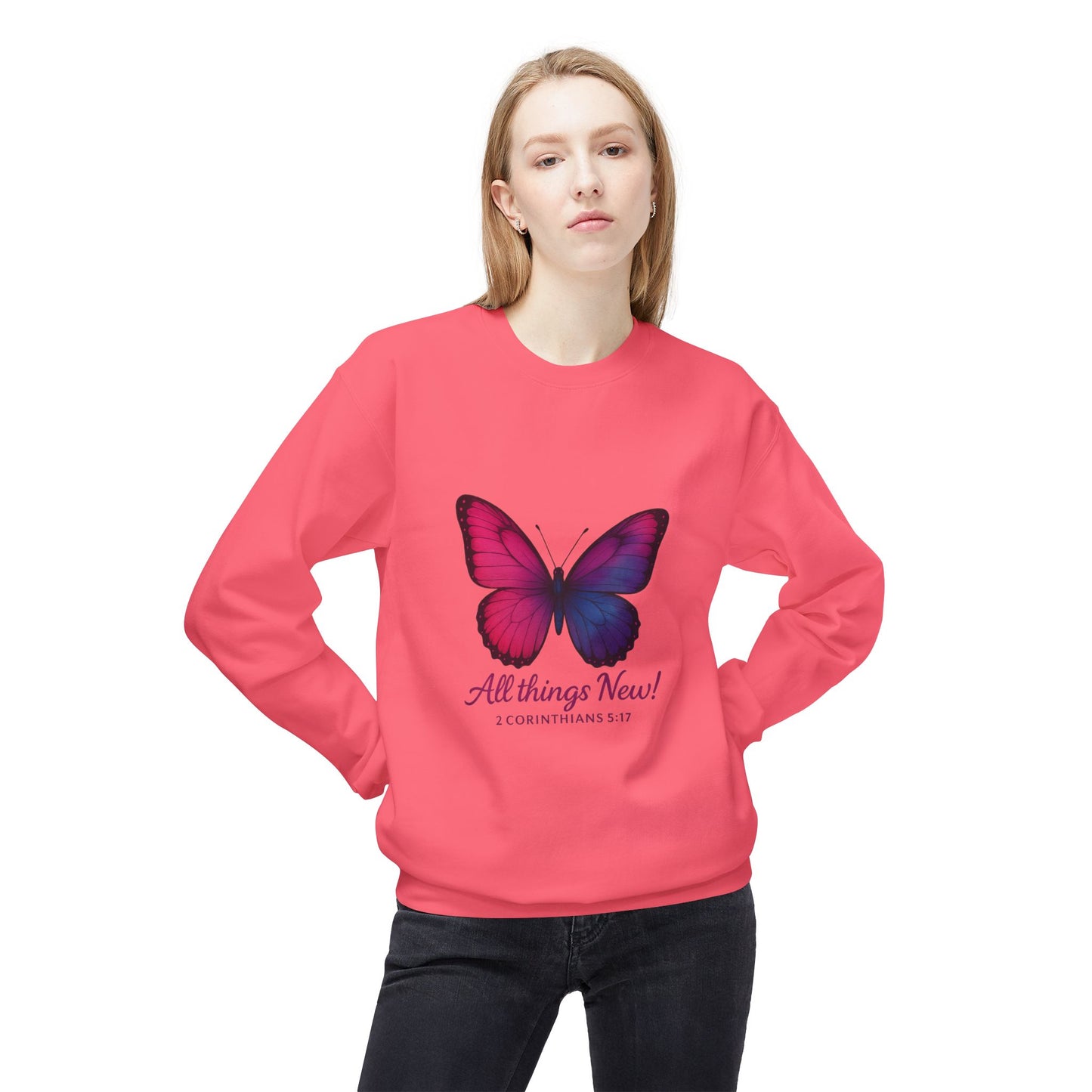 Butterfly Crewneck Sweatshirt - Inspirational Gift, Fleece Pullover