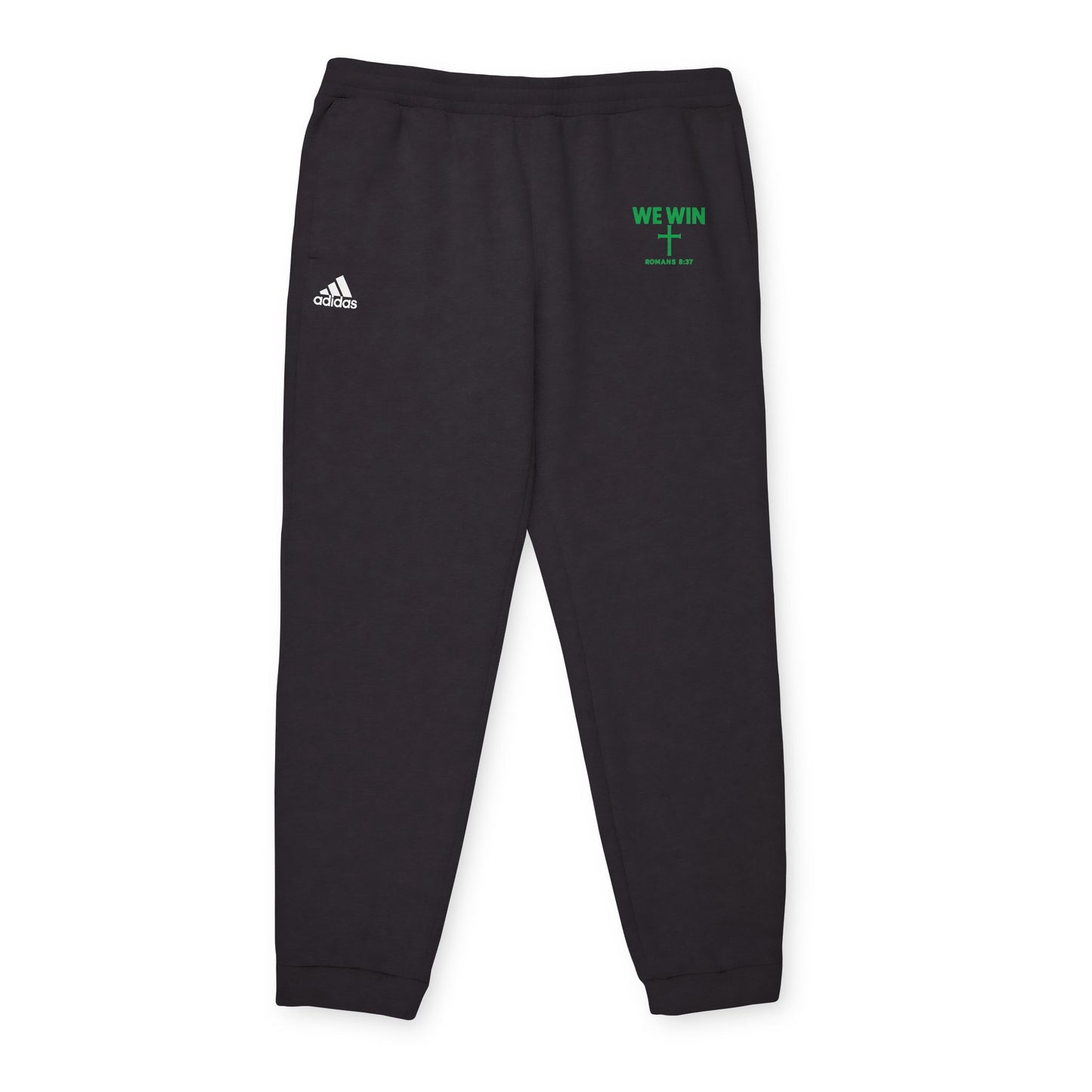 adidas Cozy Fleece Joggers, Stylish Sweatpants for Perfect for Lounging, Sports, or Everyday Wear, 'We Win' Romans 8:37