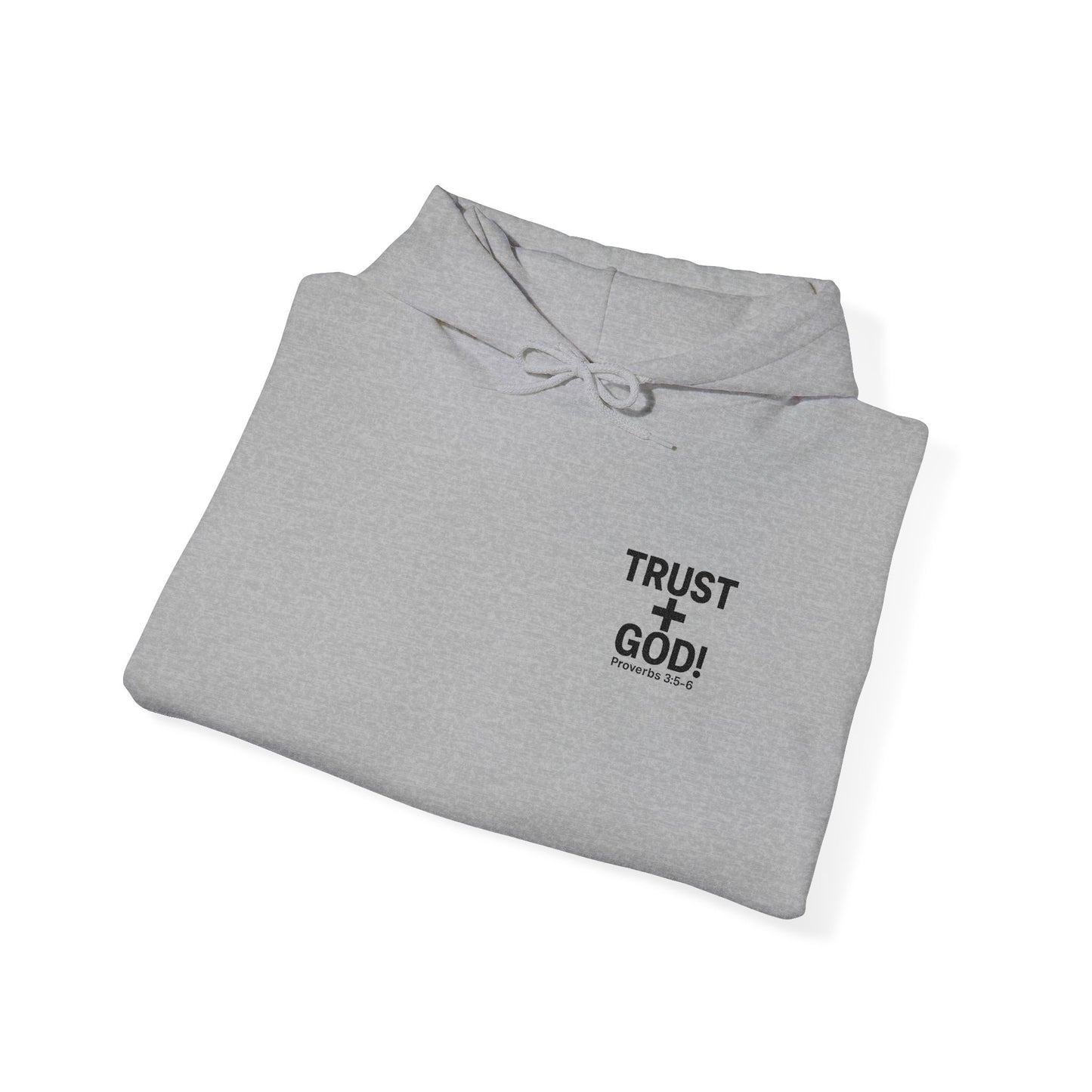 Embroidered Faith Hoodie Inspirational Trust + God Hoodie, Heavy Blend Hooded Sweatshirt, Proverbs 3:5-6