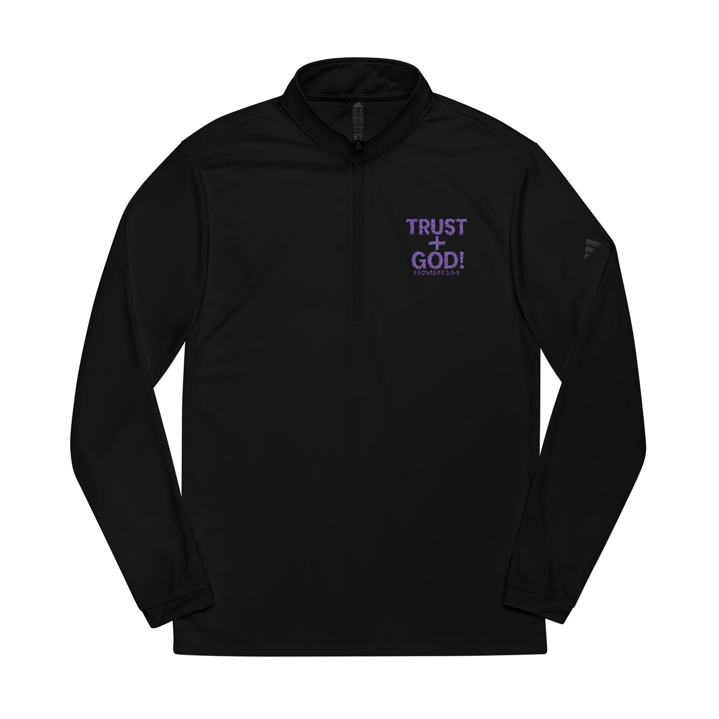 adidas® Inspirational Quarter-Zip Pullover, Faith Inspired Athleisure and Workout Wear 'Trust God Proverbs 3:5-6' Embroidery