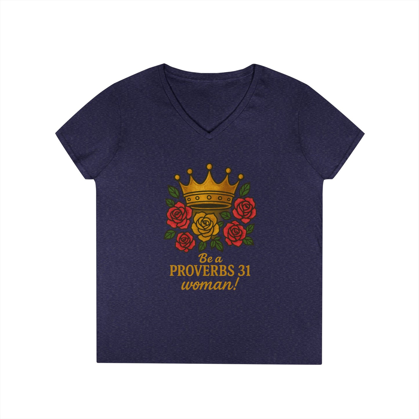 Proverbs 31 Inspirational V-Neck T-Shirt, Motivational Shirt for Women, Empowerment Tee, Gift for Her, Faith-Based Fashion