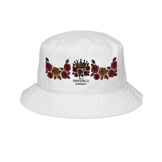 Embroidered Floral 'Be a Proverbs 31 Woman' Bucket Hat
