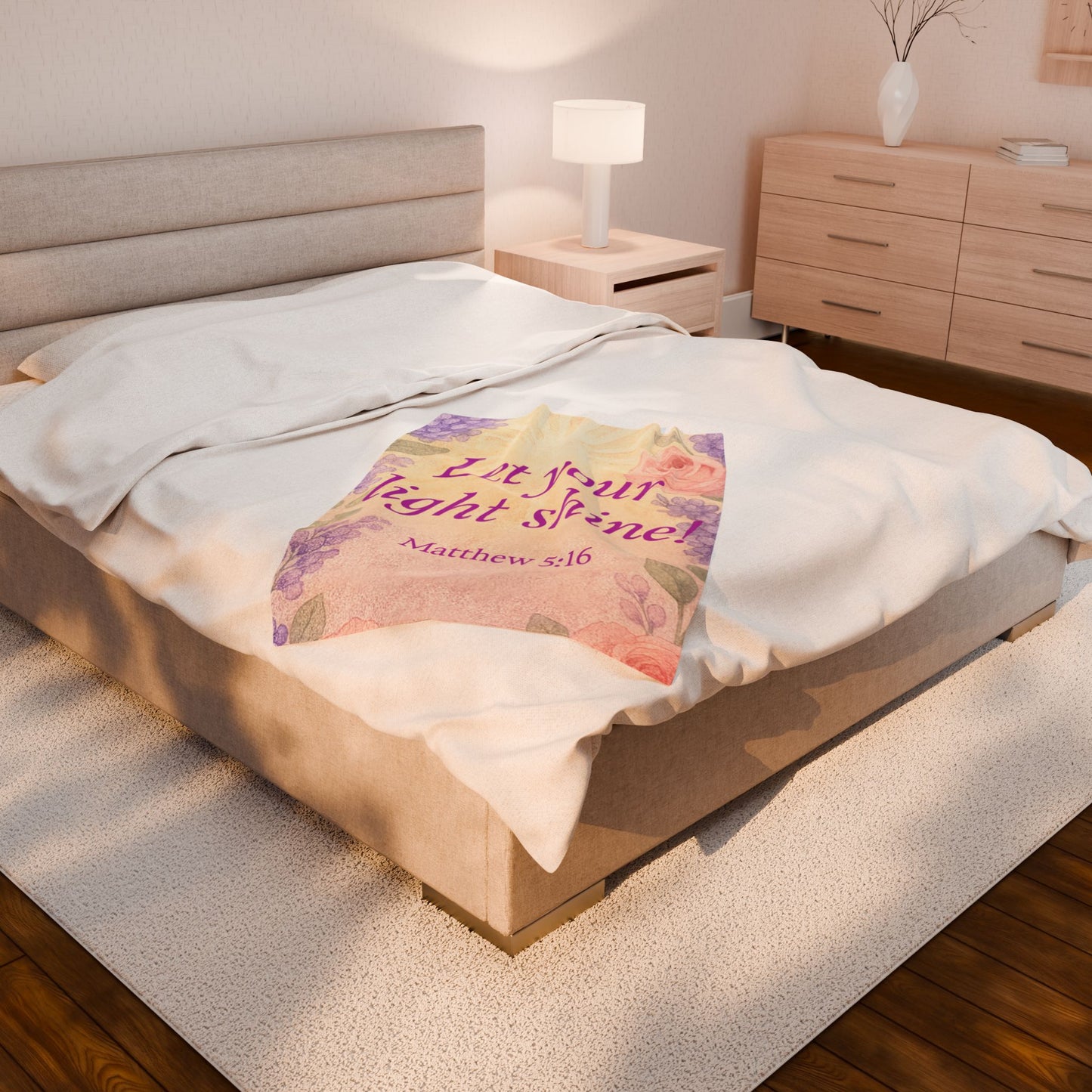 Plush Blanket, 'Let Your Light Shine!’, Matthew 5:16, Christian Inspirational Home Decor