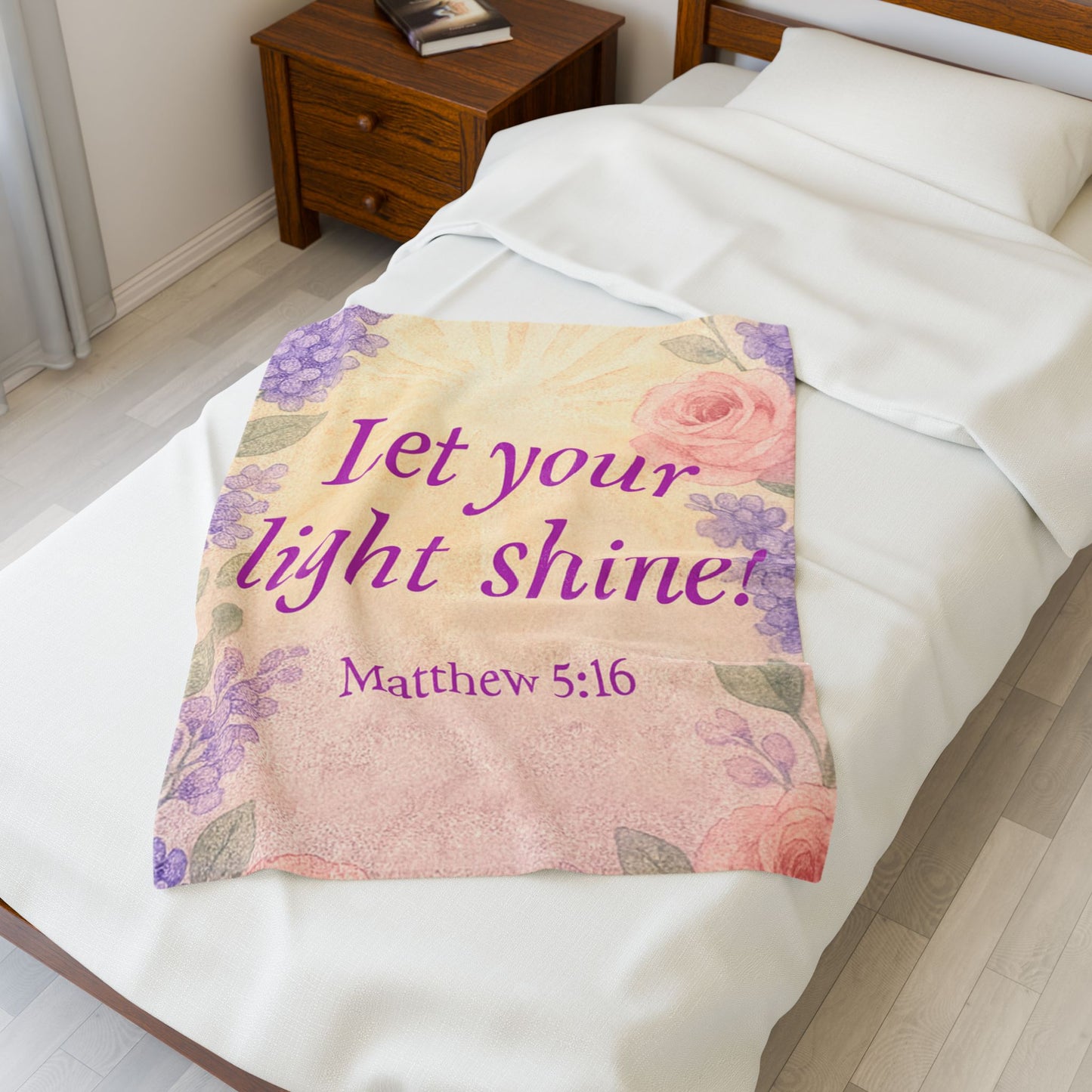 Plush Blanket, 'Let Your Light Shine!’, Matthew 5:16, Christian Inspirational Home Decor