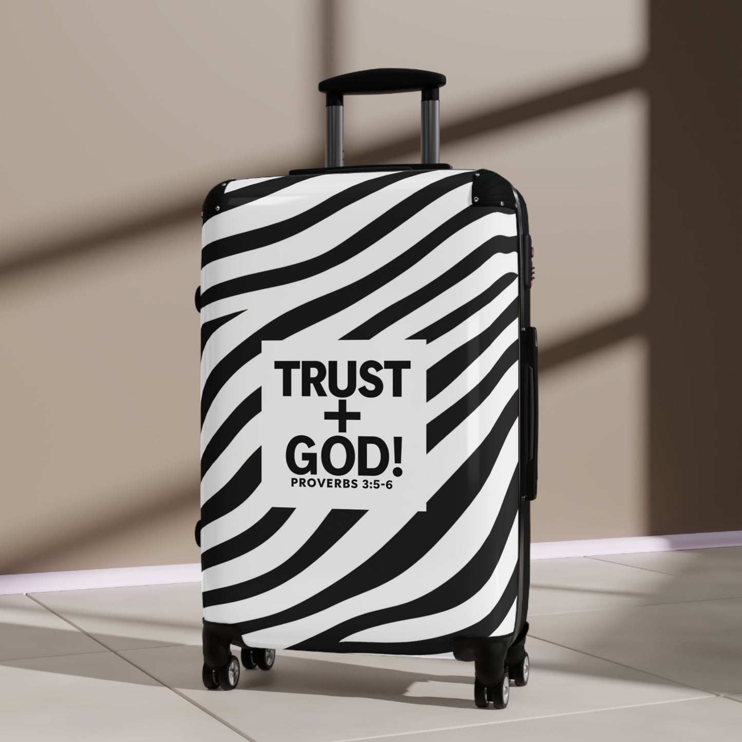 Suitcase - Zebra Print Trust + God Design, Travel Bag for Adventurers