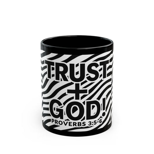 Inspirational 'Trust God' Mug in Zebra Print