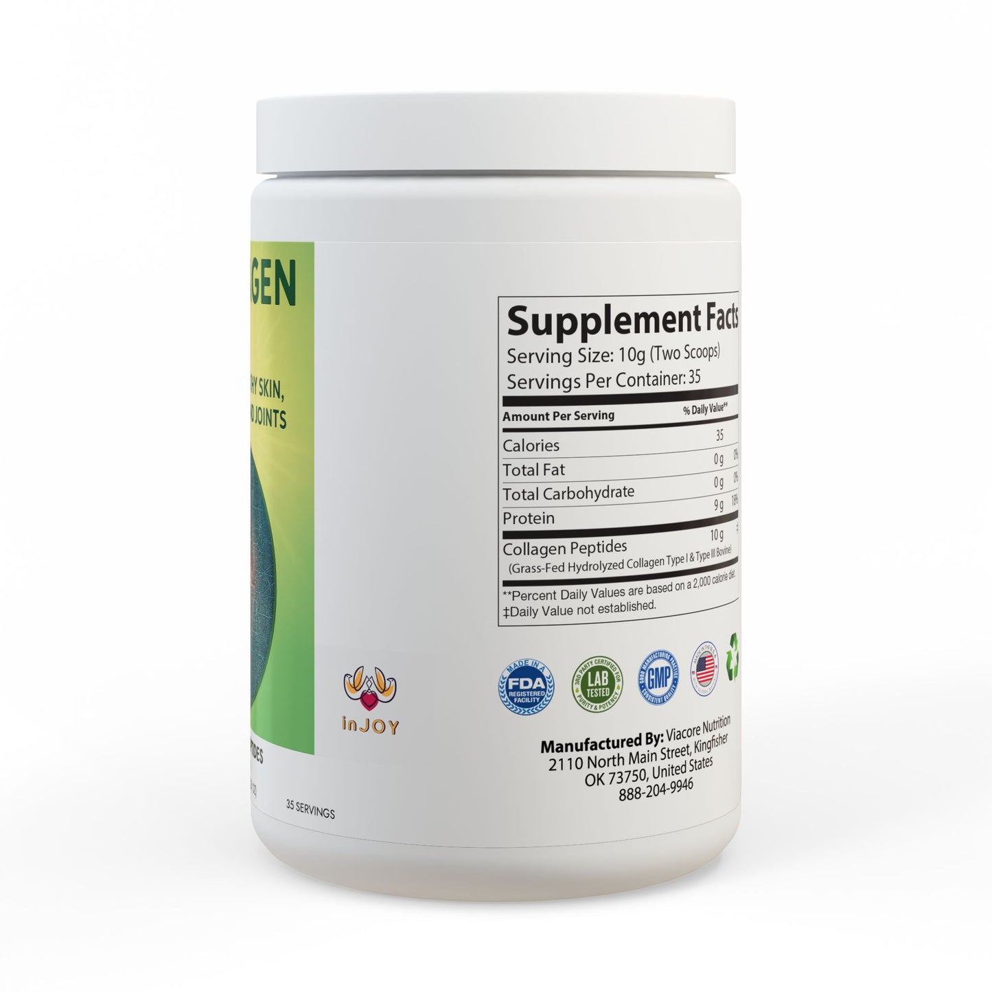 Collagen Peptides Type I & III Supplement (350g, 12.3oz), 'Be in Good Health!'
