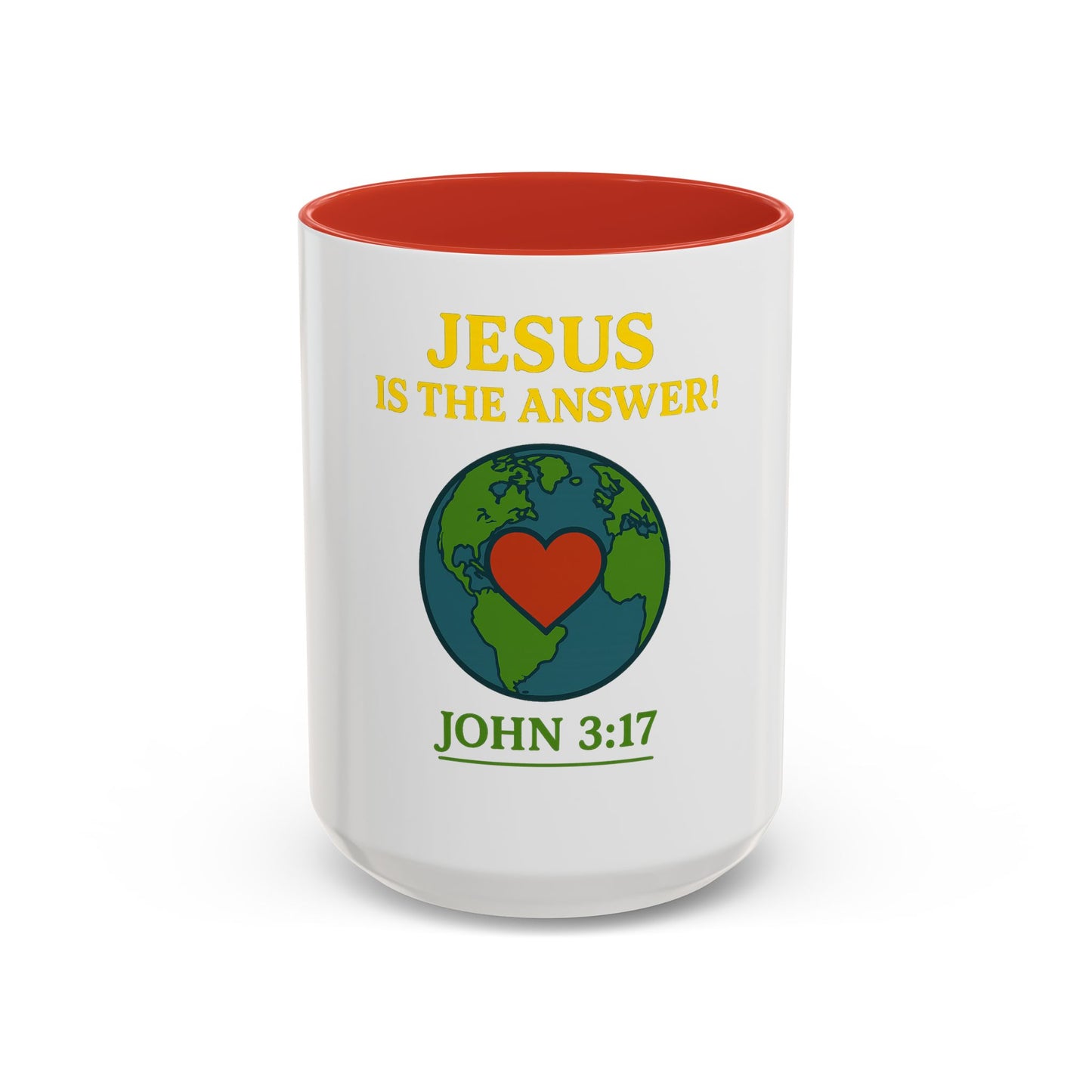 Coffee Mug, Jesus is the Answer!, John 3:17, Faith-Based Christian Gift