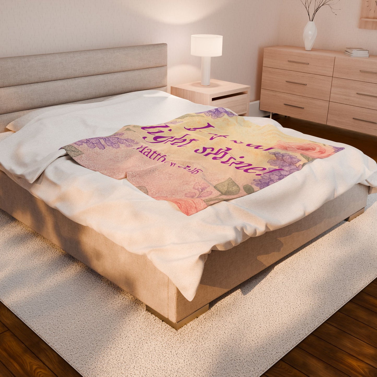 Plush Blanket, 'Let Your Light Shine!’, Matthew 5:16, Christian Inspirational Home Decor