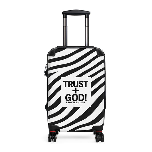 Suitcase - Zebra Print Trust + God Design, Travel Bag for Adventurers