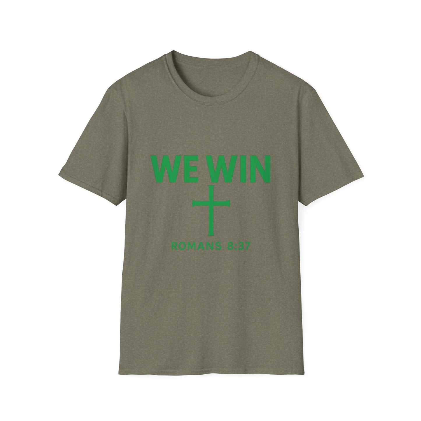 Faith-Inspired T-Shirt - 'We Win' Romans 8:37 Christian Tee