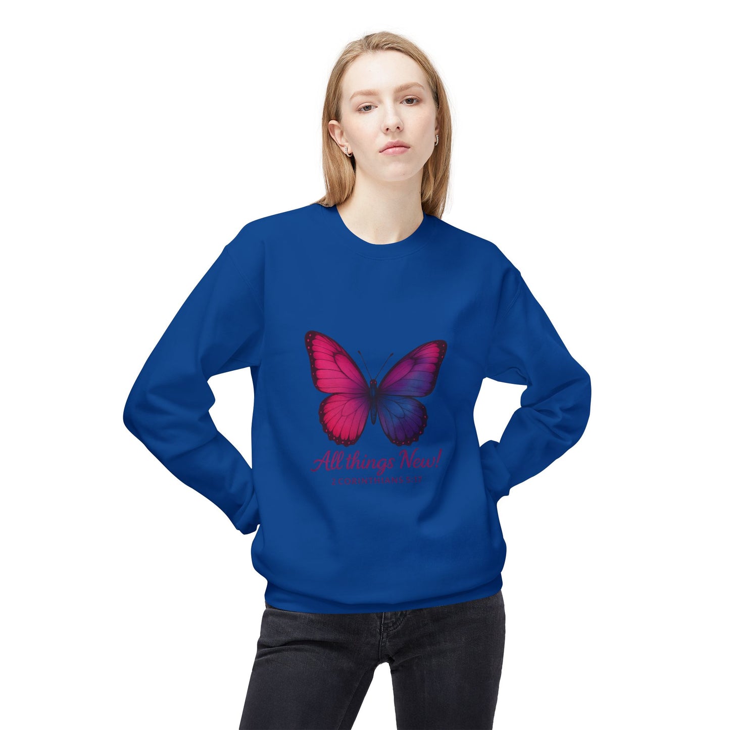 Butterfly Crewneck Sweatshirt - Inspirational Gift, Fleece Pullover