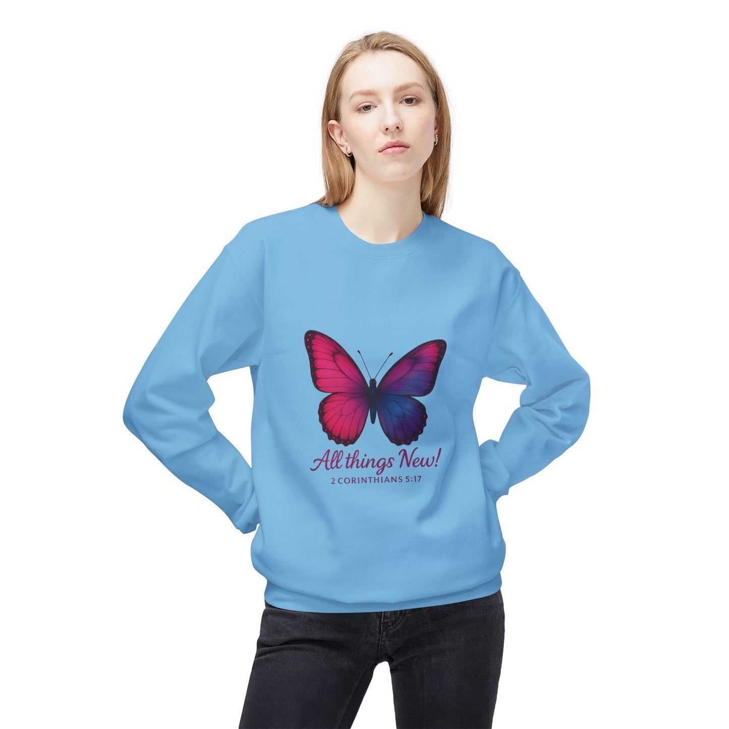 Butterfly Crewneck Sweatshirt - Inspirational Gift, Fleece Pullover
