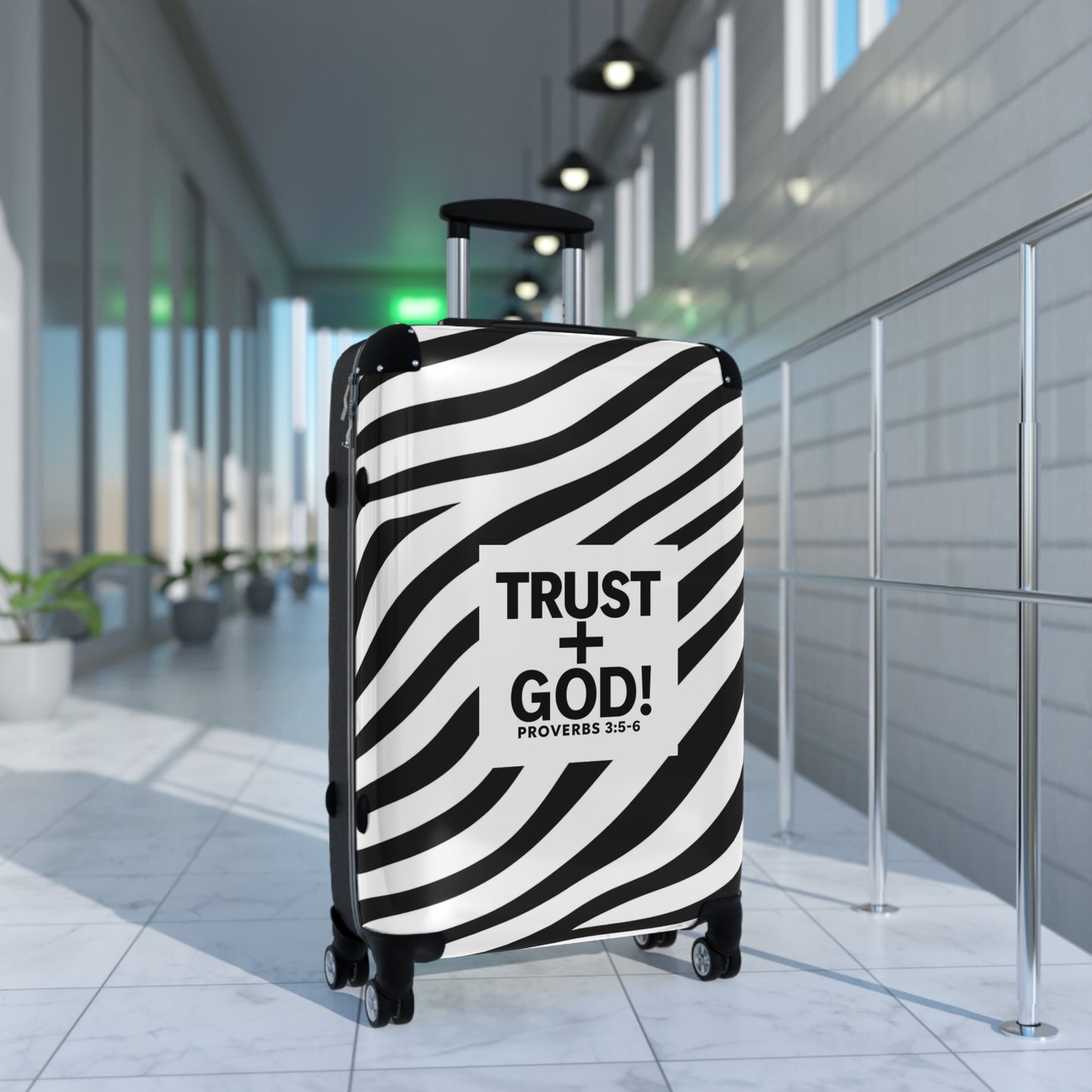 Suitcase - Zebra Print Trust + God Design, Travel Bag for Adventurers