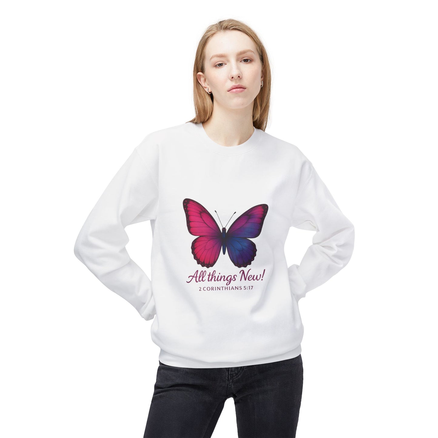Butterfly Crewneck Sweatshirt - Inspirational Gift, Fleece Pullover