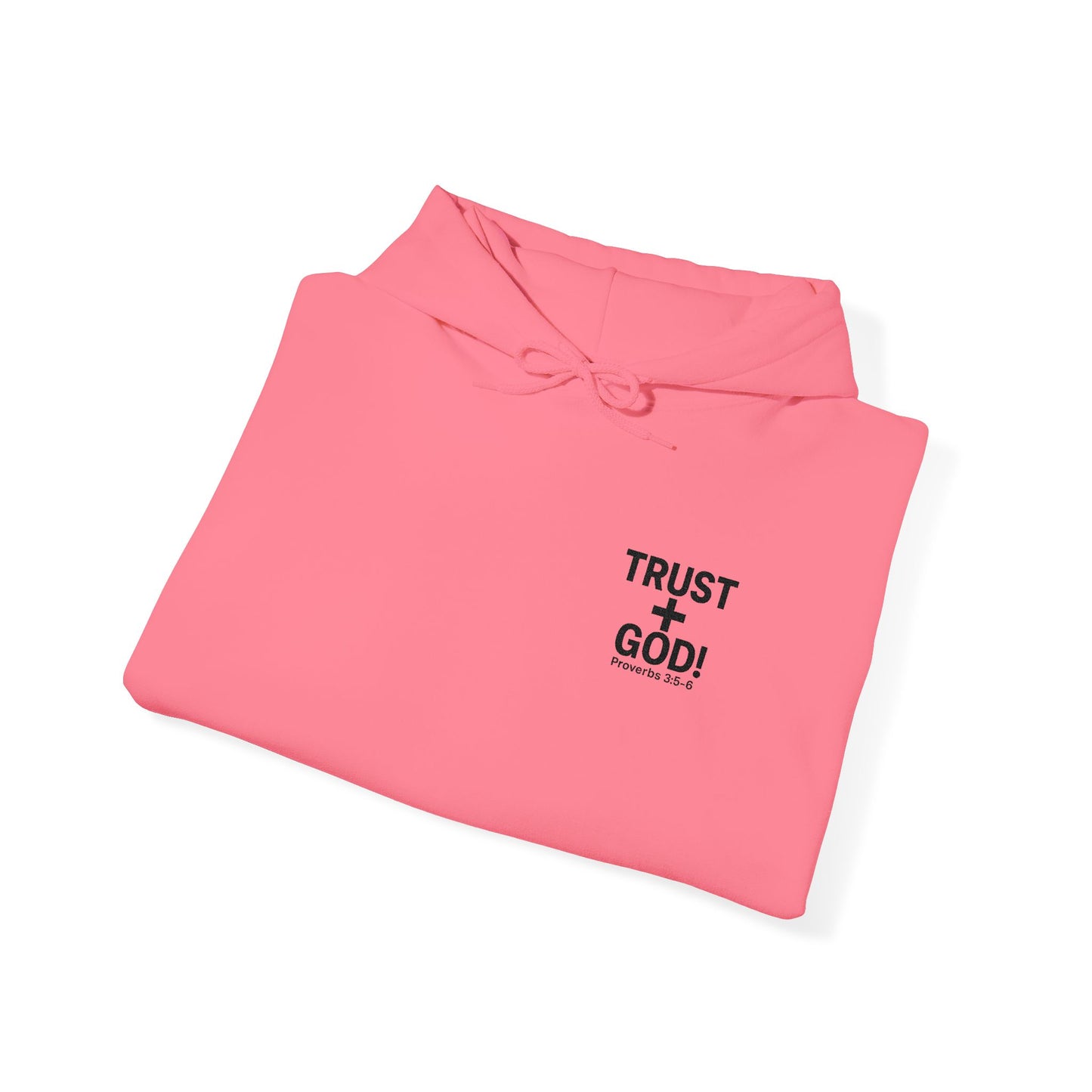 Embroidered Faith Hoodie Inspirational Trust + God Hoodie, Heavy Blend Hooded Sweatshirt, Proverbs 3:5-6