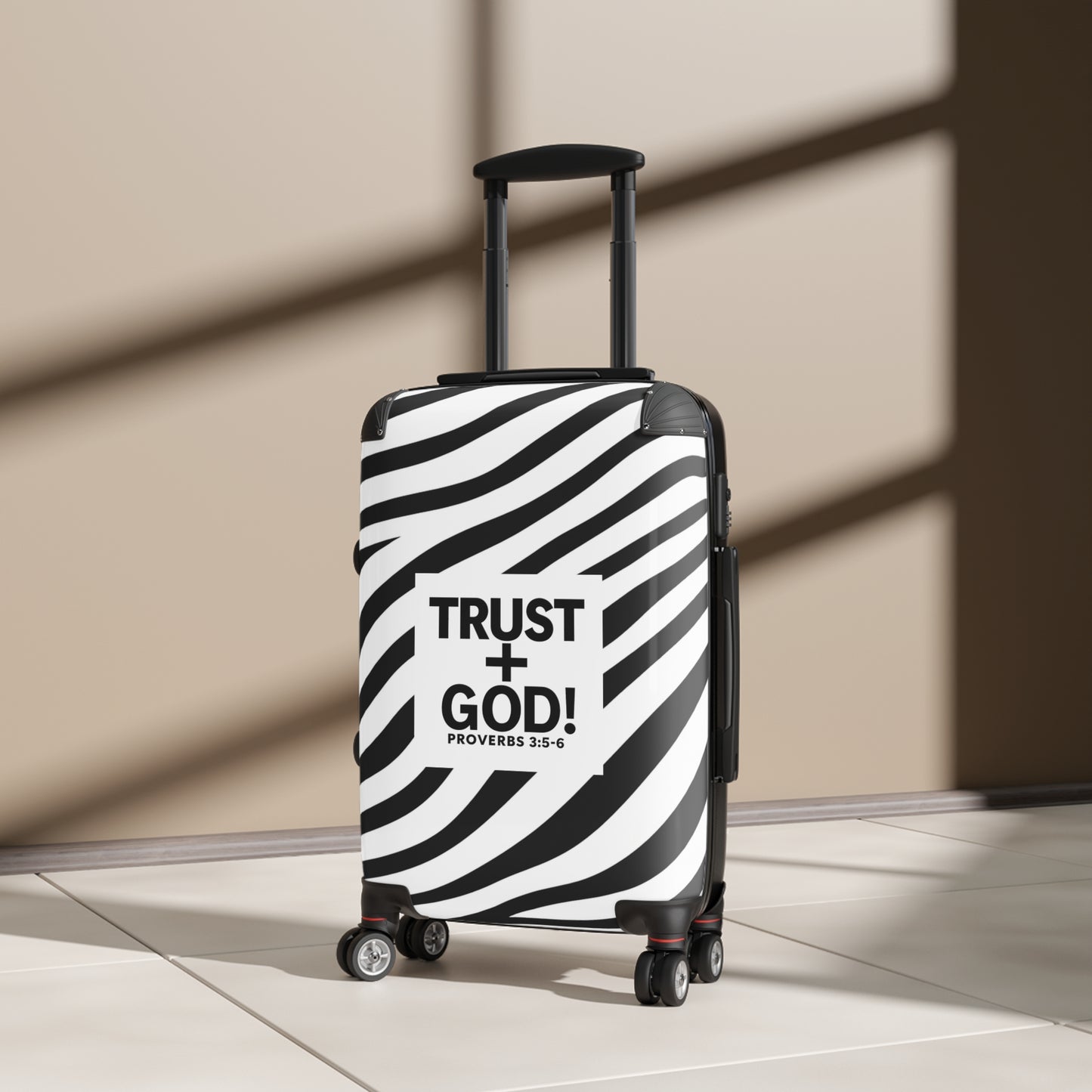 Suitcase - Zebra Print Trust + God Design, Travel Bag for Adventurers