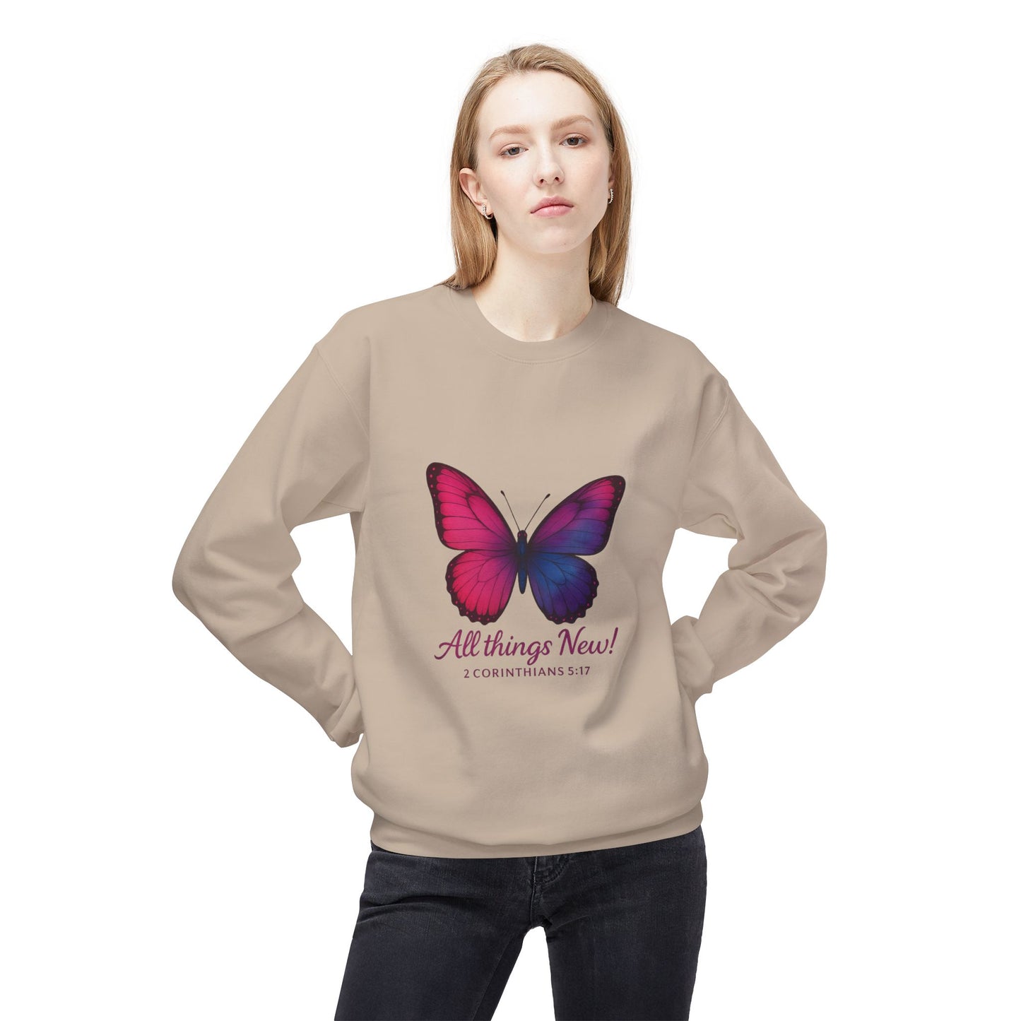 Butterfly Crewneck Sweatshirt - Inspirational Gift, Fleece Pullover
