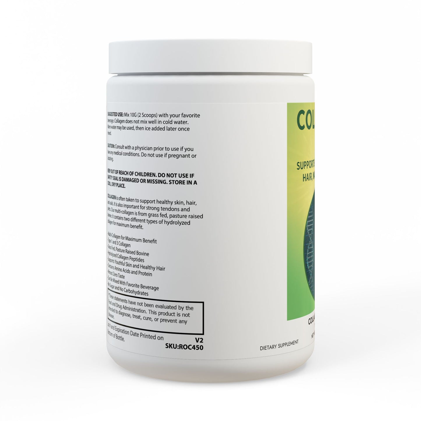 Collagen Peptides Type I & III Supplement (350g, 12.3oz), 'Be in Good Health!'