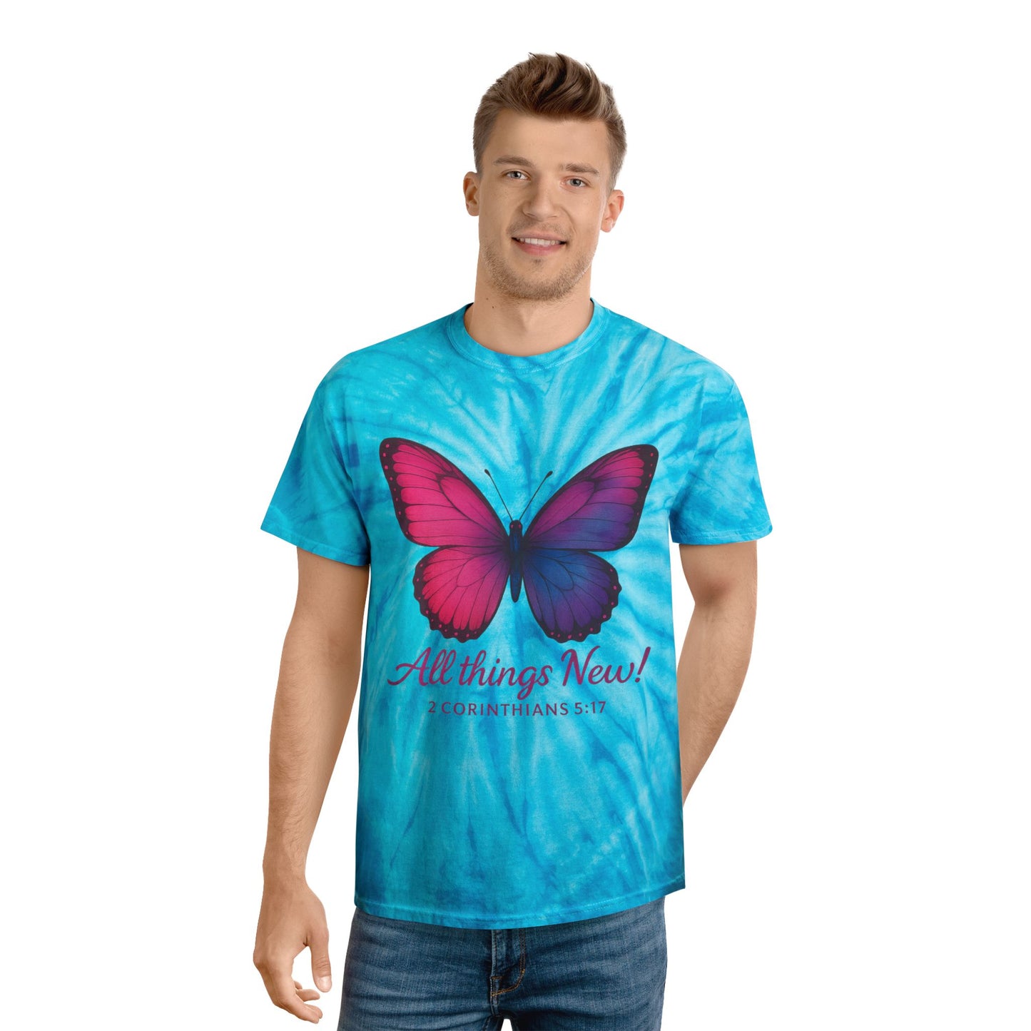 Tie-Dye Tee Shirt - 'All Things New'  2 Corinthians 5:17