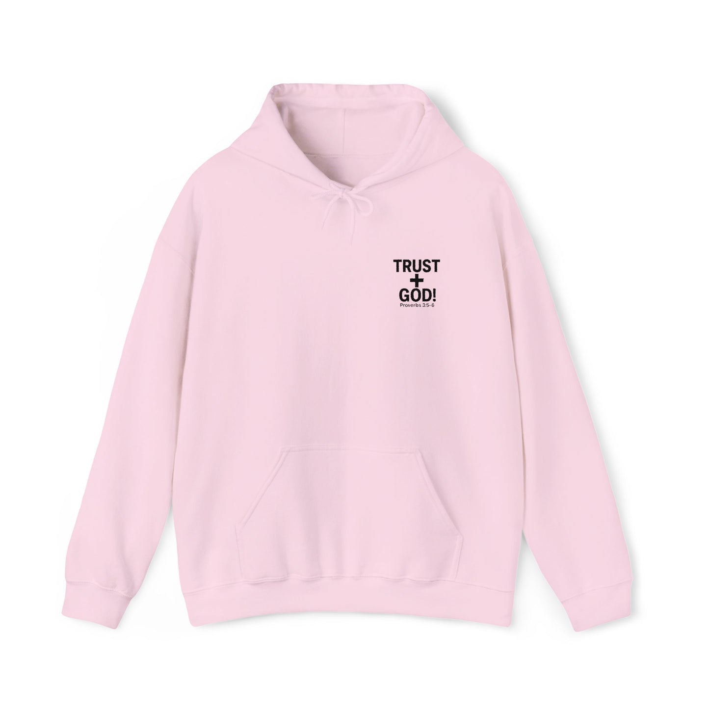 Embroidered Faith Hoodie Inspirational Trust + God Hoodie, Heavy Blend Hooded Sweatshirt, Proverbs 3:5-6
