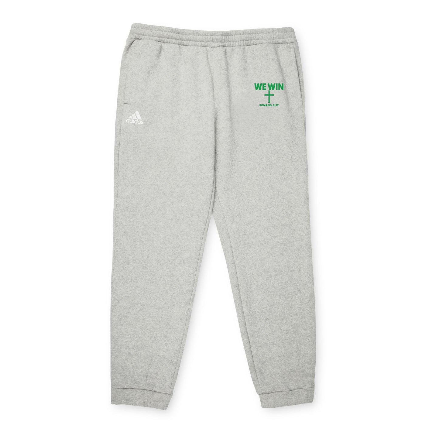 adidas Cozy Fleece Joggers, Stylish Sweatpants for Perfect for Lounging, Sports, or Everyday Wear, 'We Win' Romans 8:37