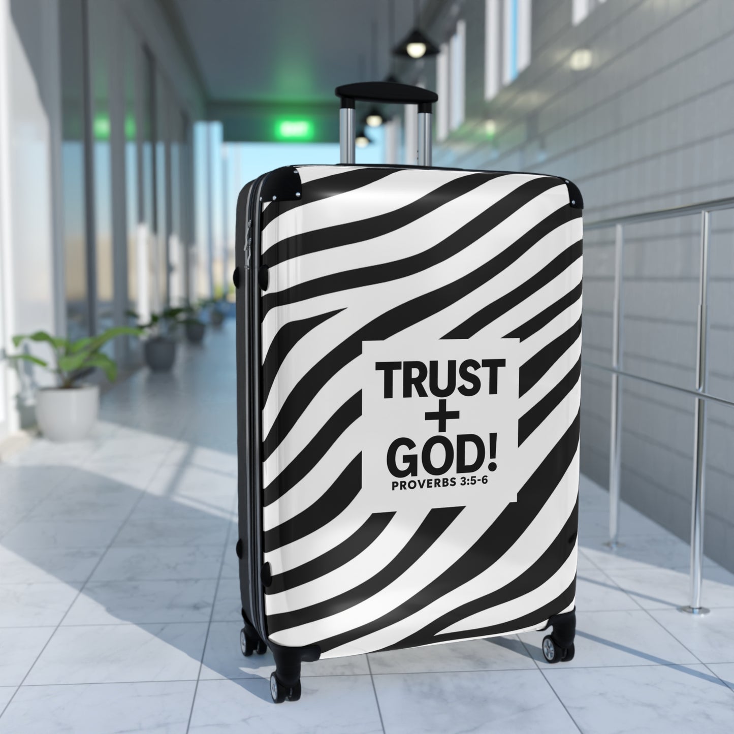 Suitcase - Zebra Print Trust + God Design, Travel Bag for Adventurers