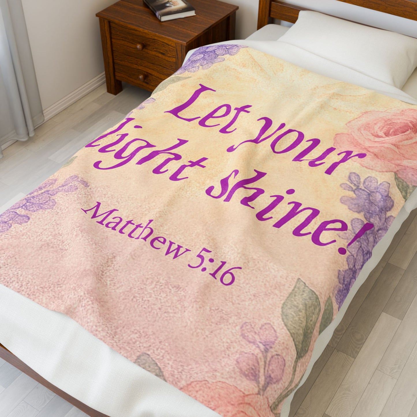Plush Blanket, 'Let Your Light Shine!’, Matthew 5:16, Christian Inspirational Home Decor