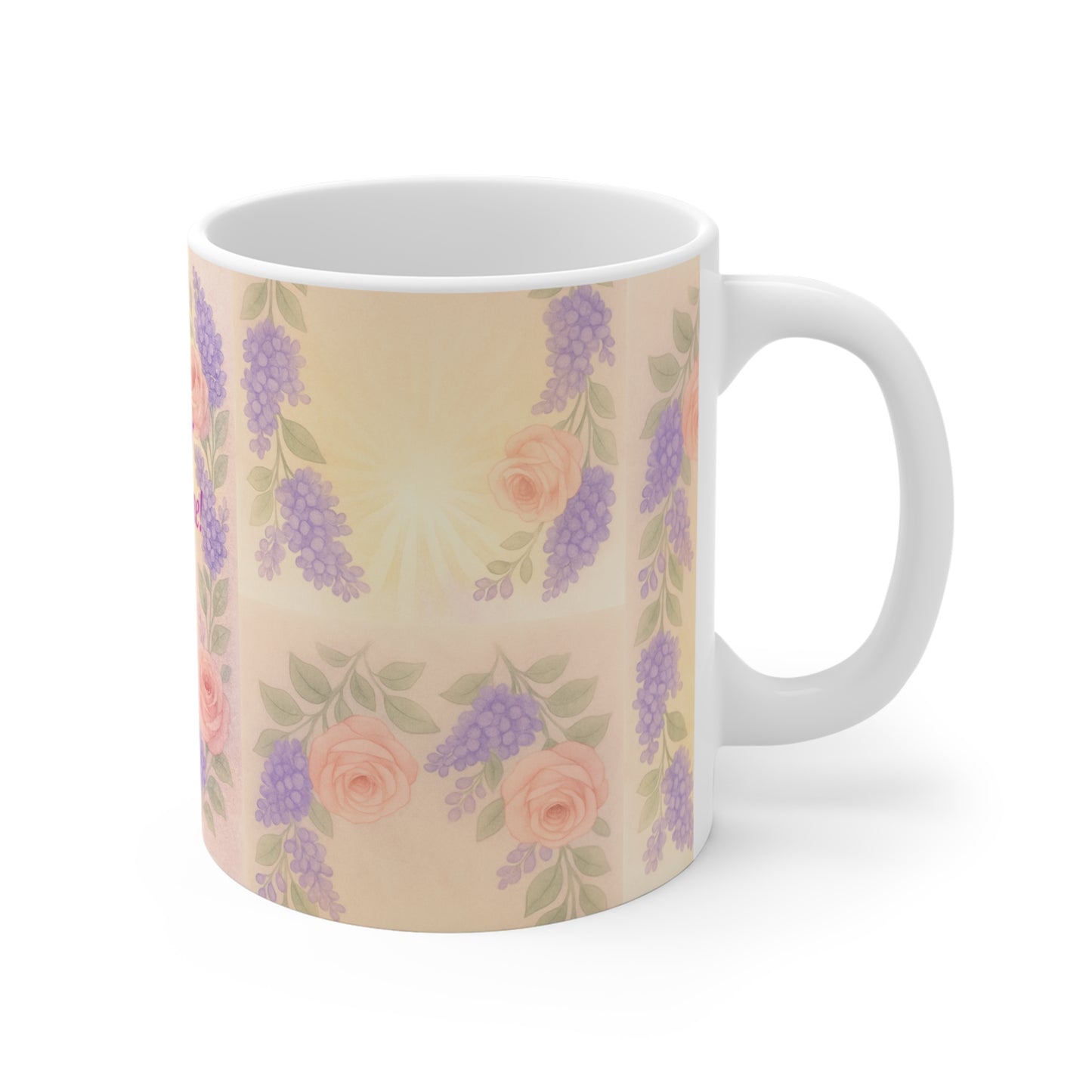 Mug - Floral Inspirational Pink and Purple Flowers, Let Your Light Shine, Matthew 5:16 Gift