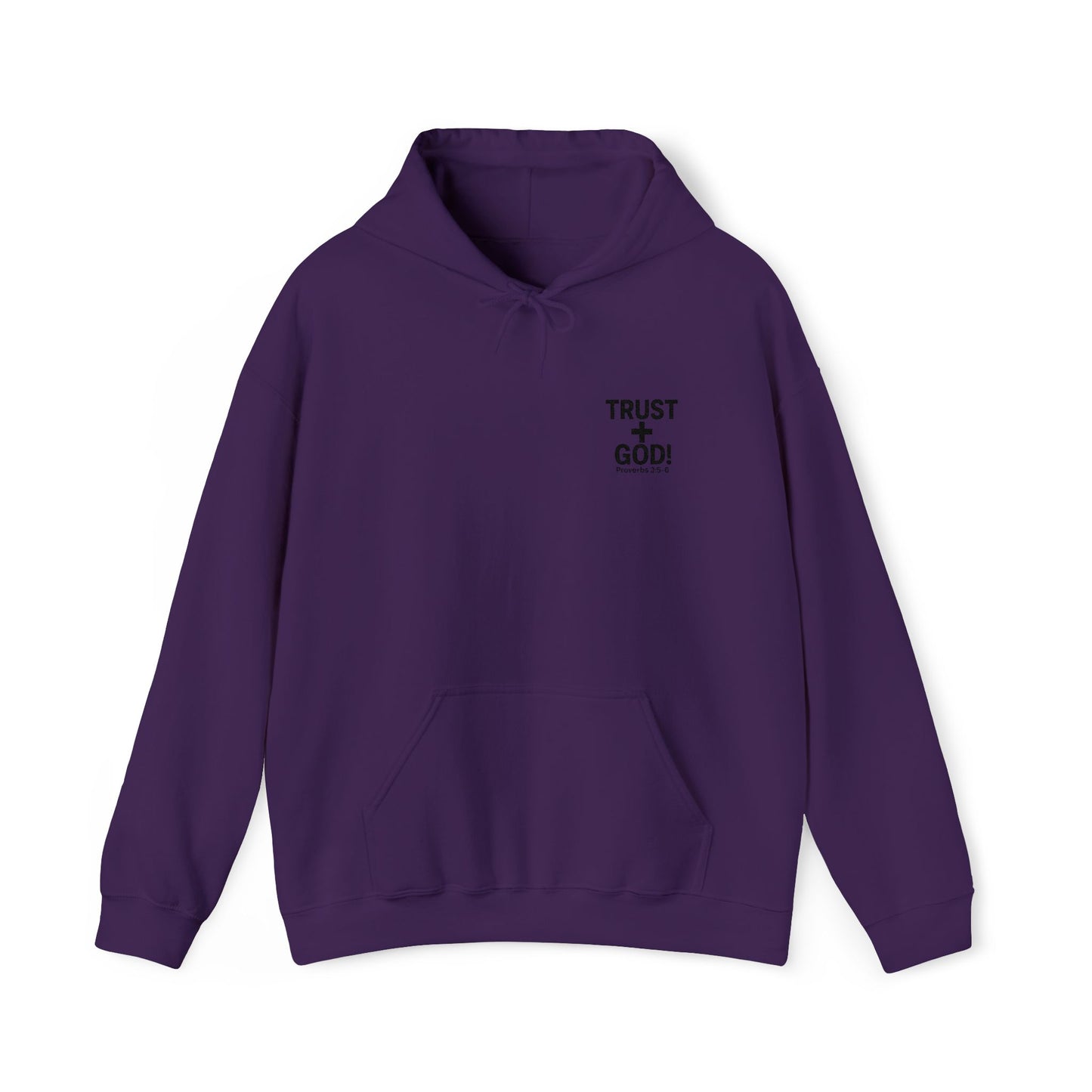 Embroidered Faith Hoodie Inspirational Trust + God Hoodie, Heavy Blend Hooded Sweatshirt, Proverbs 3:5-6