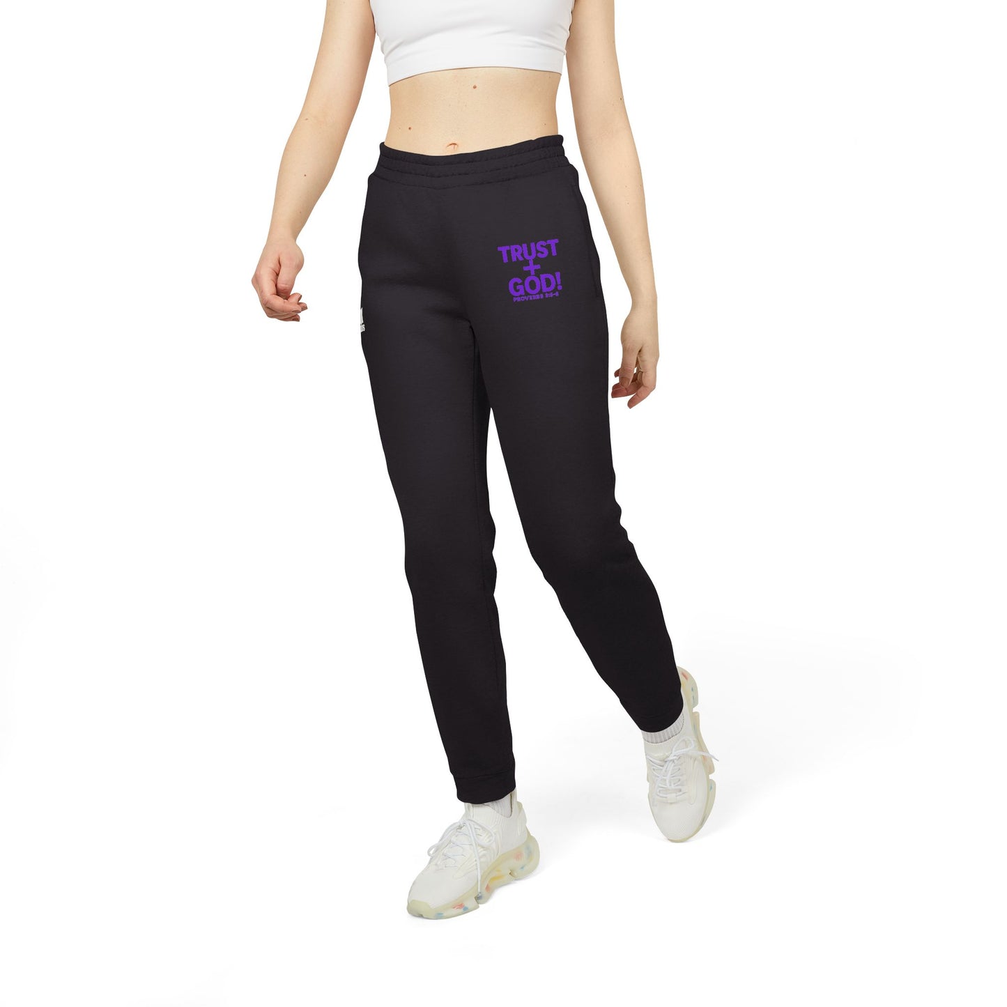 adidas Cozy Fleece Joggers, Stylish Sweatpants for Perfect for Lounging, Sports, or Everyday Wear, 'Trust God' Proverbs 3:5-6