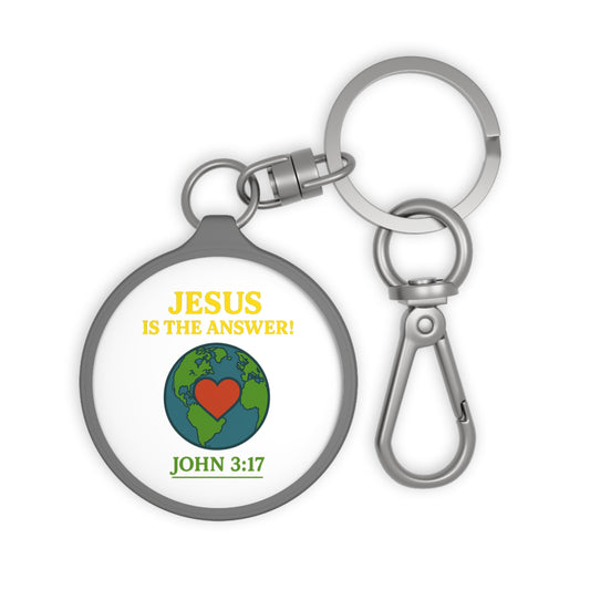 Keyring Tag Religious Christian Accessories Jesus is the Answer John 3:17 Gift