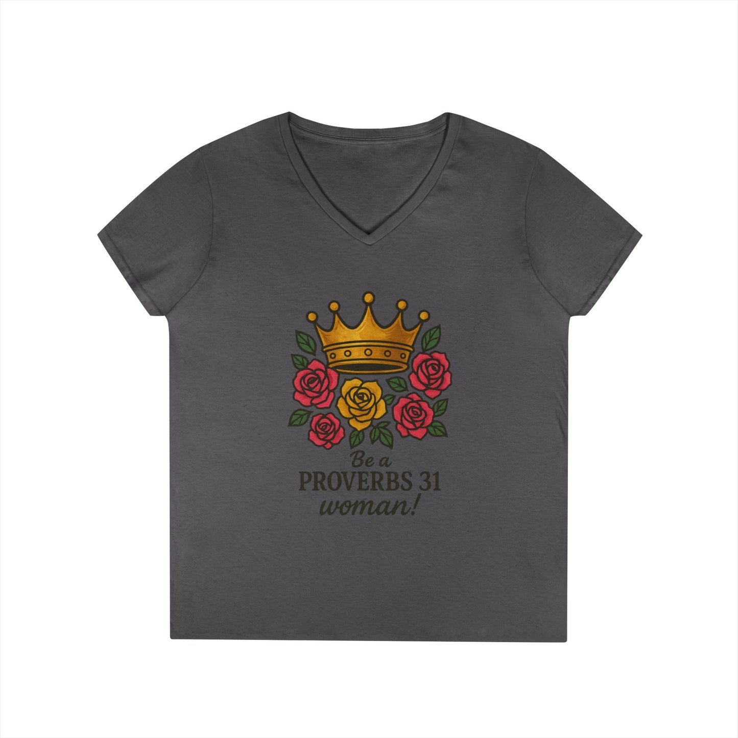 Proverbs 31 Inspirational V-Neck T-Shirt, Motivational Shirt for Women, Empowerment Tee, Gift for Her, Faith-Based Fashion